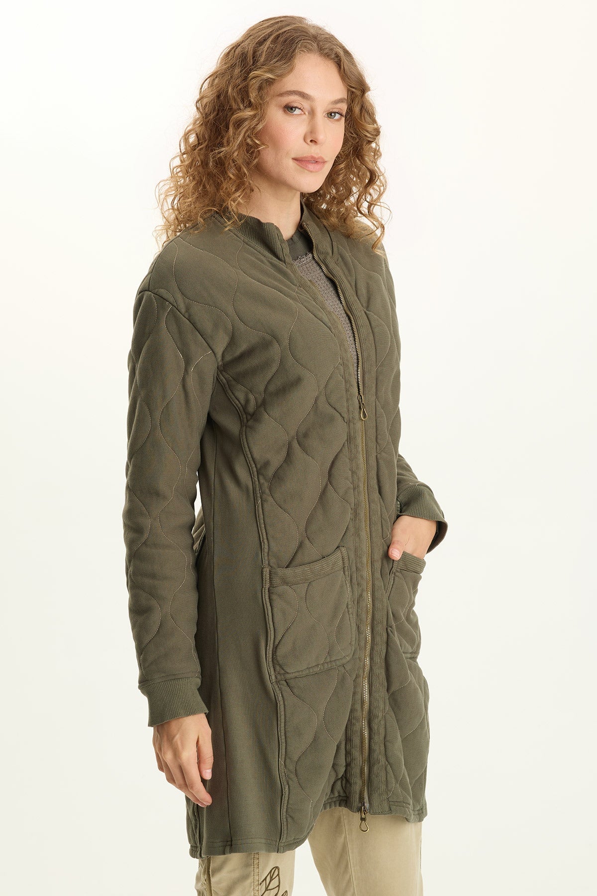 XCVI Torston Quilted Longline Double Zipper Coat 