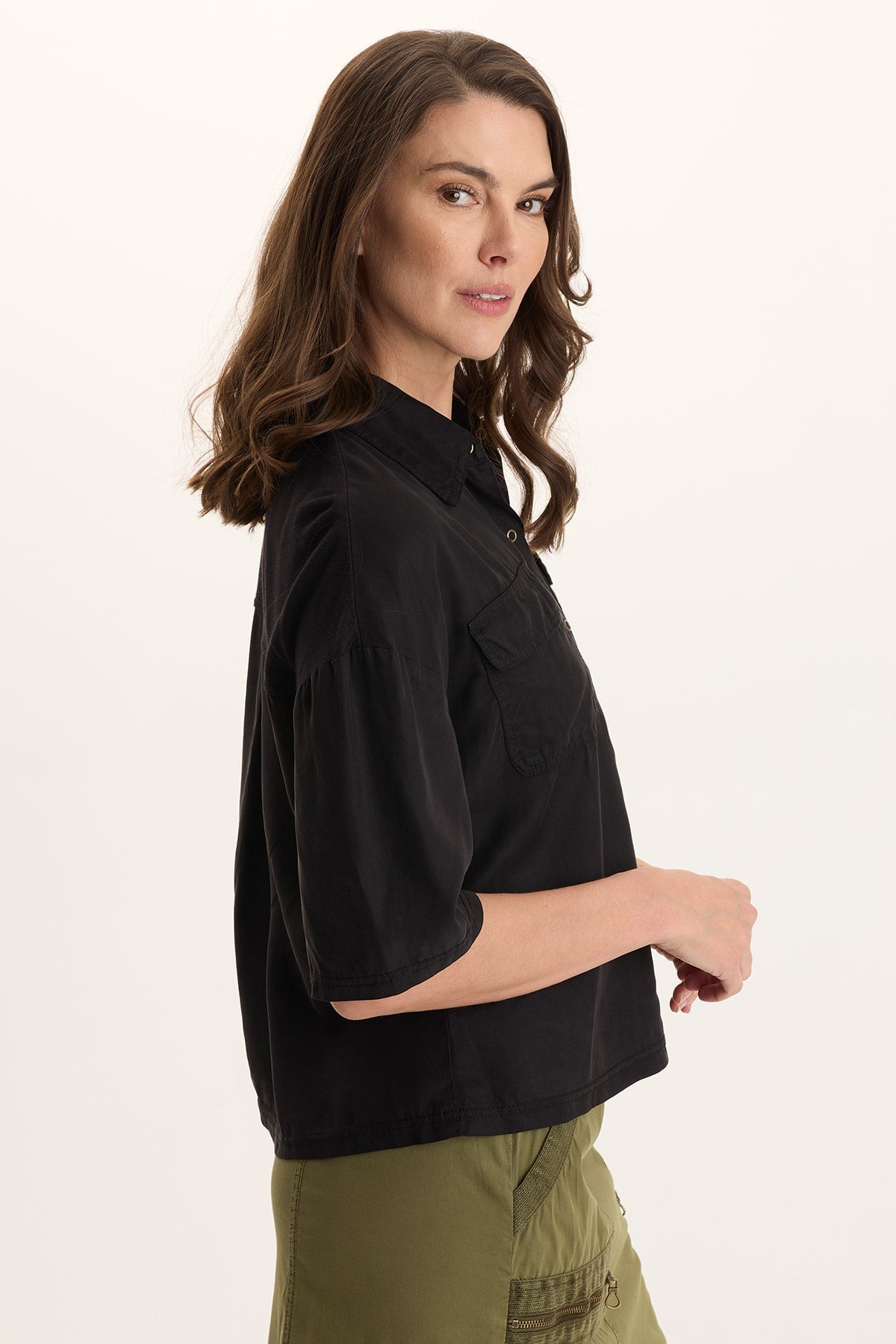 XCVI Tage Soft Twill Snap-Up Top 