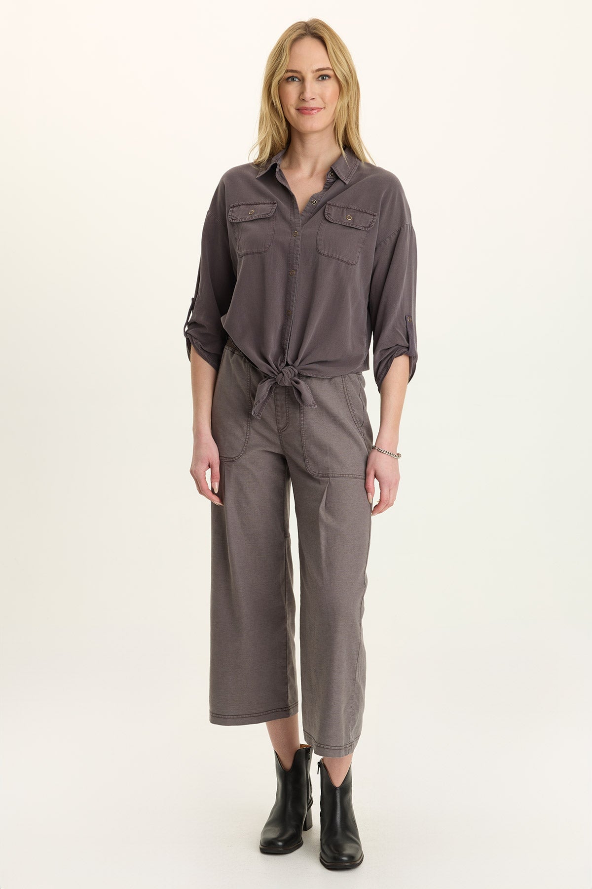 Wearables Eileen Twill Wide-Leg Crop Pant 