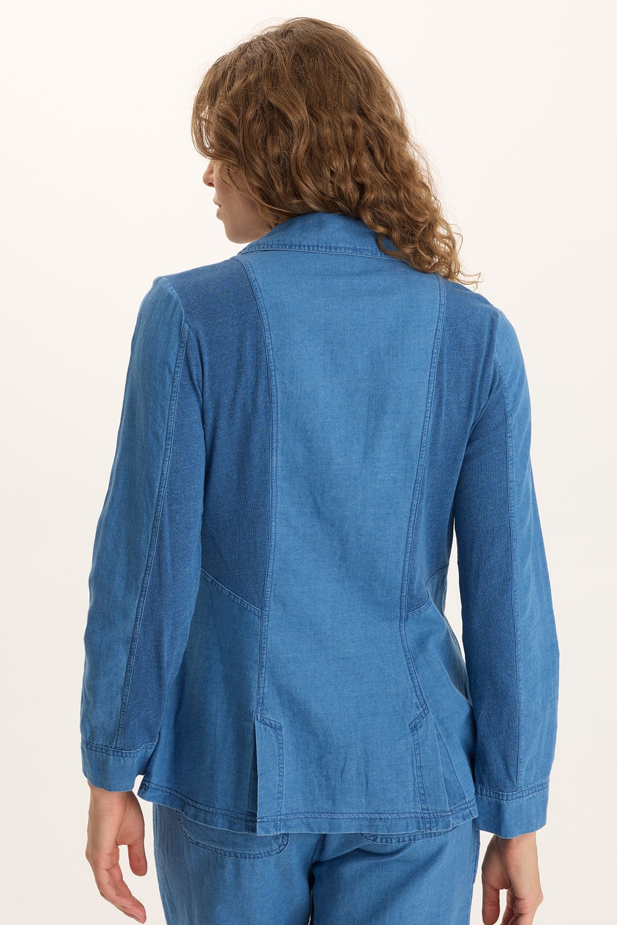 XCVI Thurman Indigo Twill Single-Button Blazer 