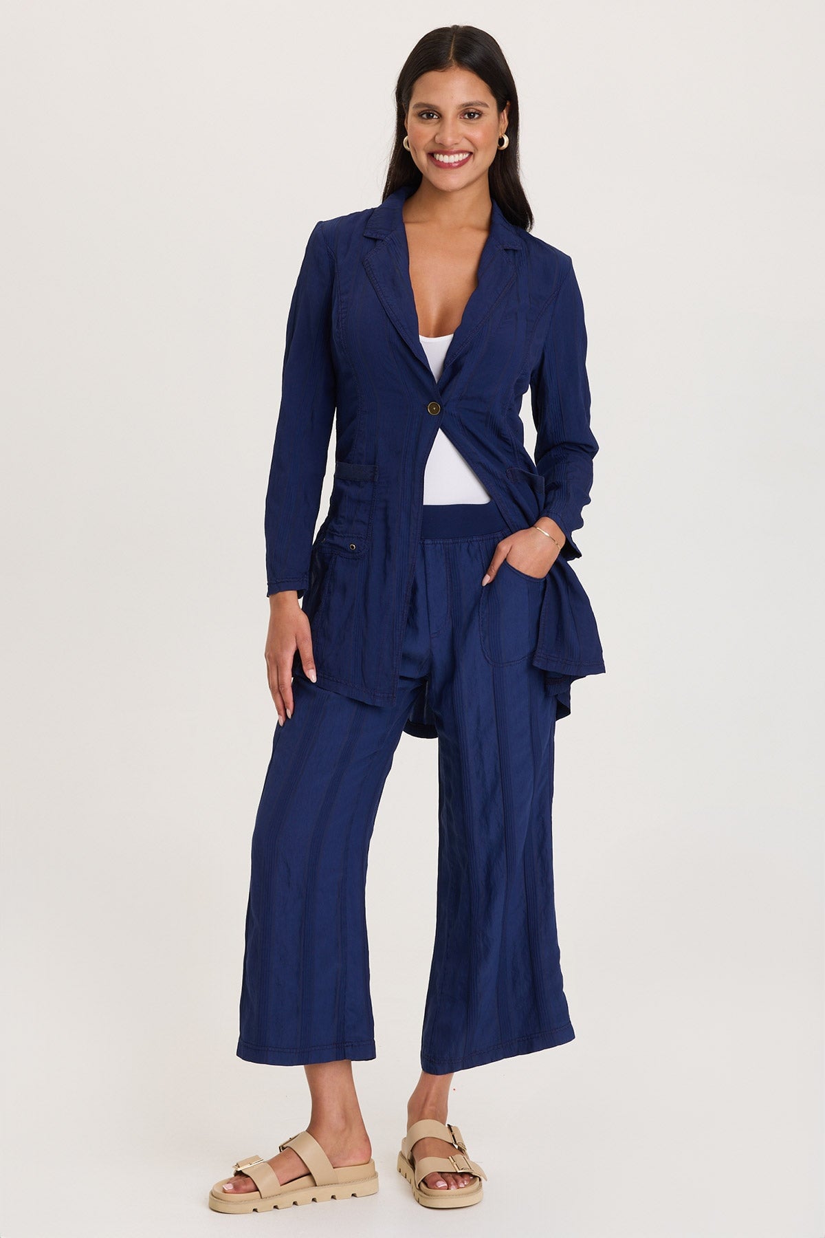 XCVI Carruth Textured Stripe Flared Leg Crop 