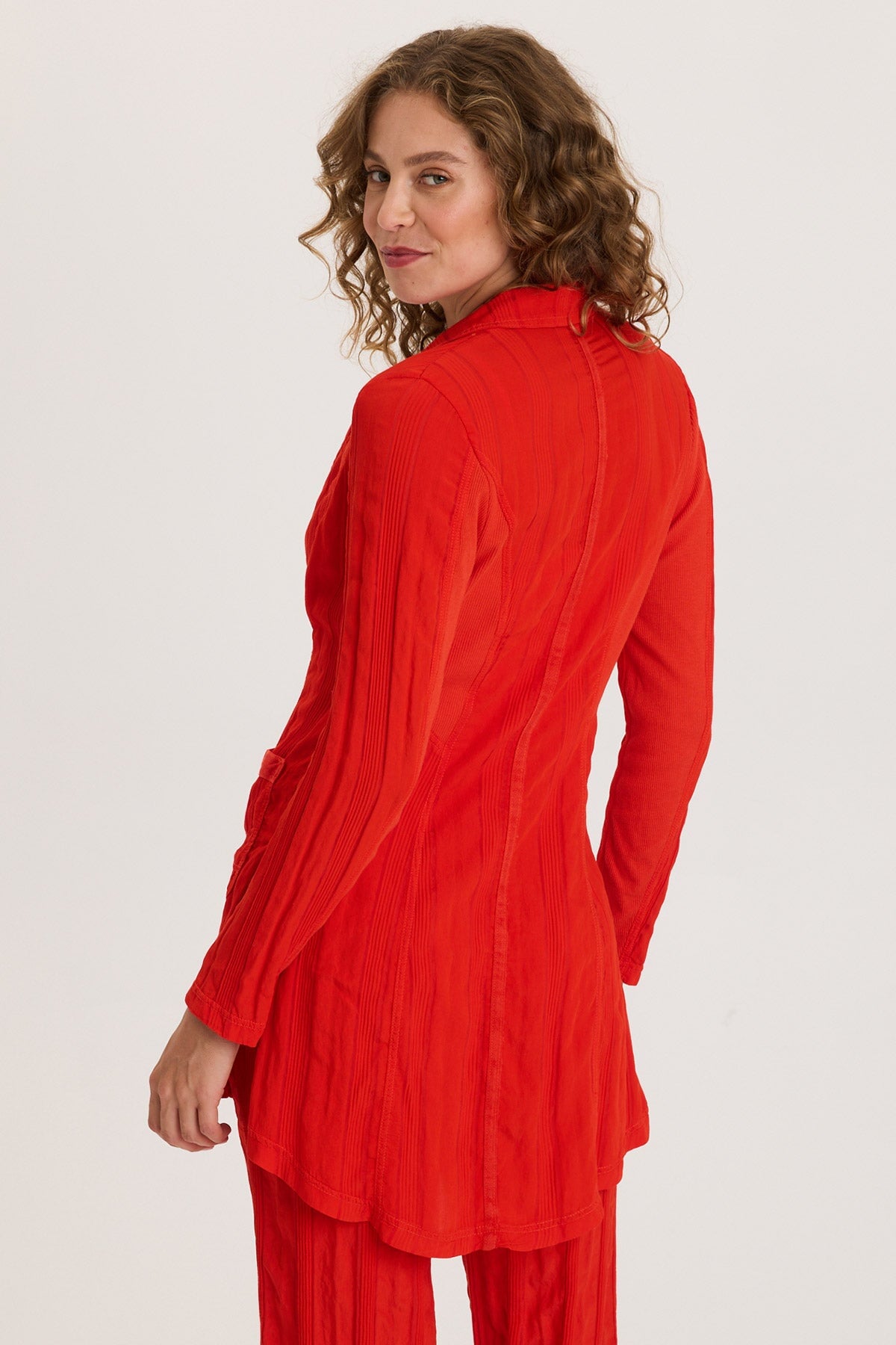 XCVI Barron Textured Stripe Long Blazer 