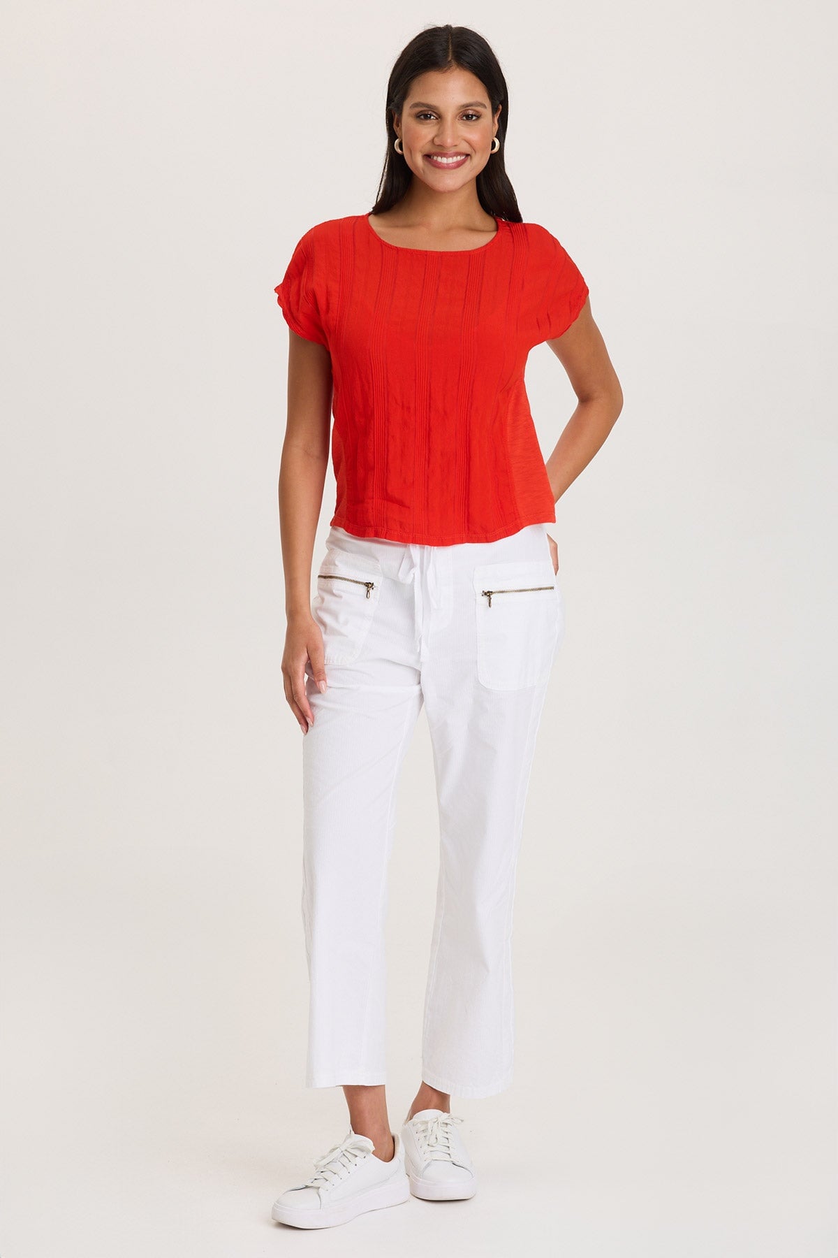 XCVI Adgar Textured Stripe/Jersey Tee 