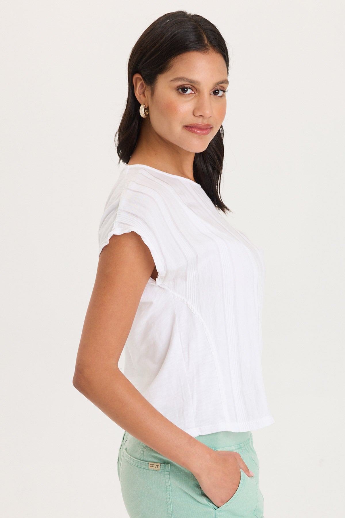 XCVI Adgar Textured Stripe/Jersey Tee 