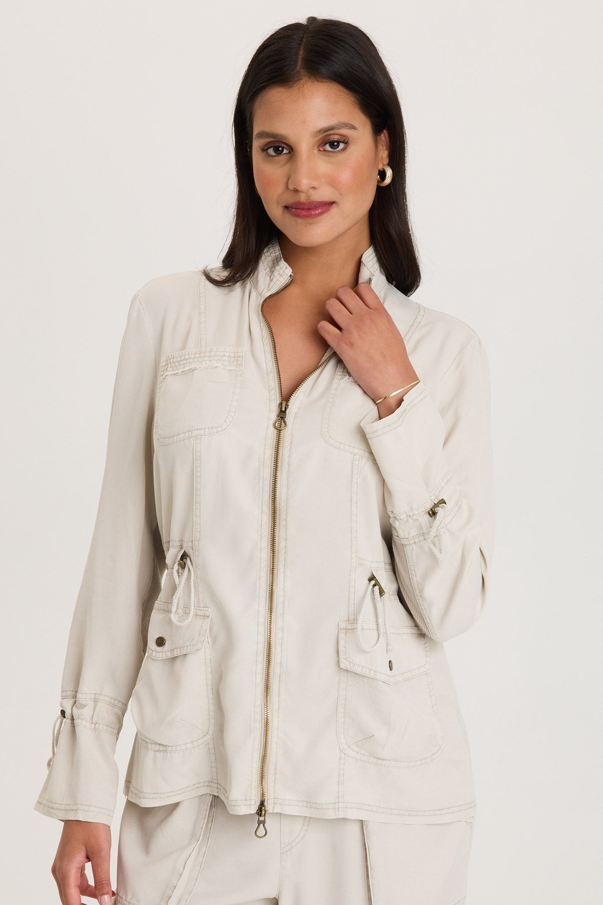 XCVI Hall Four-Pocket Cinchable Waist and Sleeves Twill with Rib