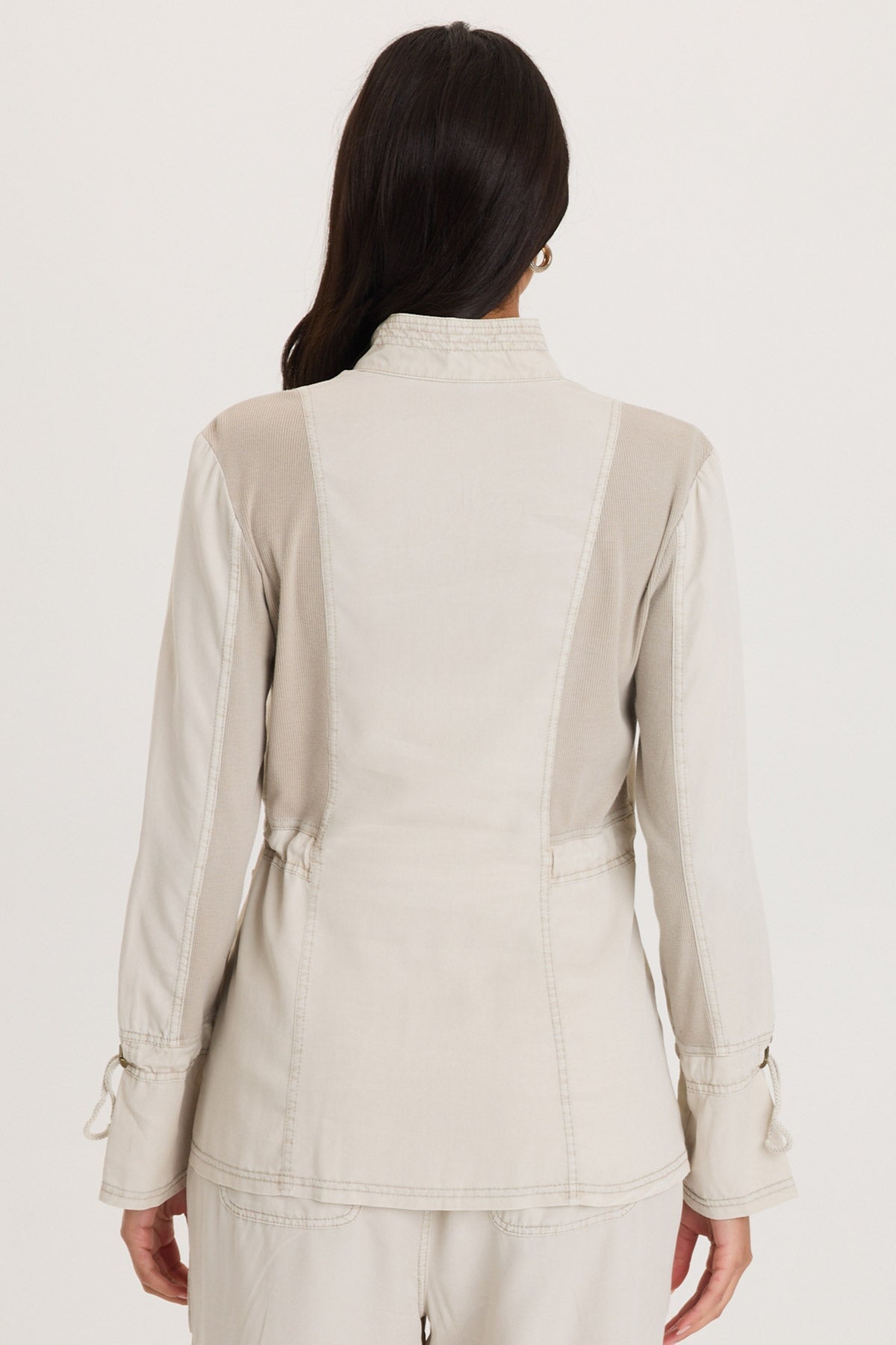 XCVI Hall Four-Pocket Cinchable Waist and Sleeves Twill with Rib