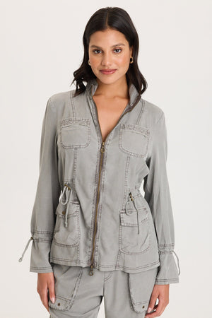 XCVI Hall Four-Pocket Cinchable Waist and Sleeves Twill with Rib