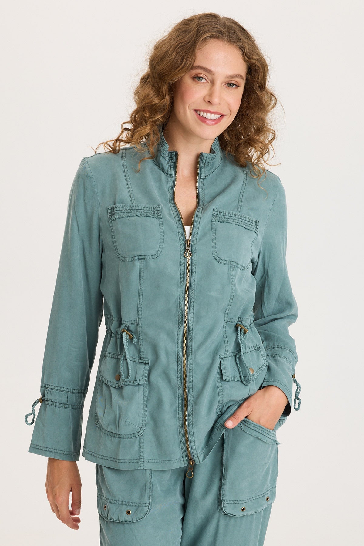 XCVI Hall Four Pocket Cinchable Twill/Rib Jacket 
