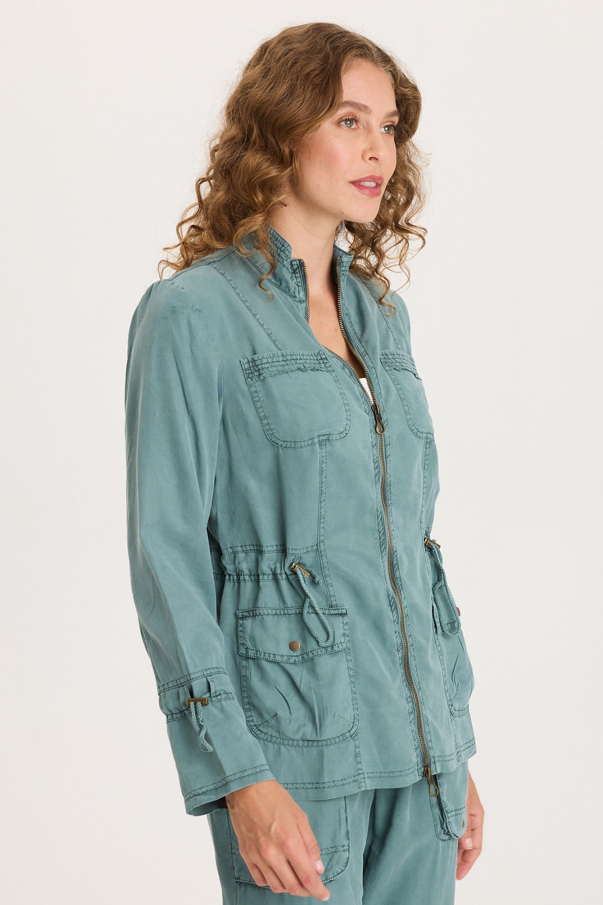 XCVI Hall Four-Pocket Cinchable Waist and Sleeves Twill with Rib