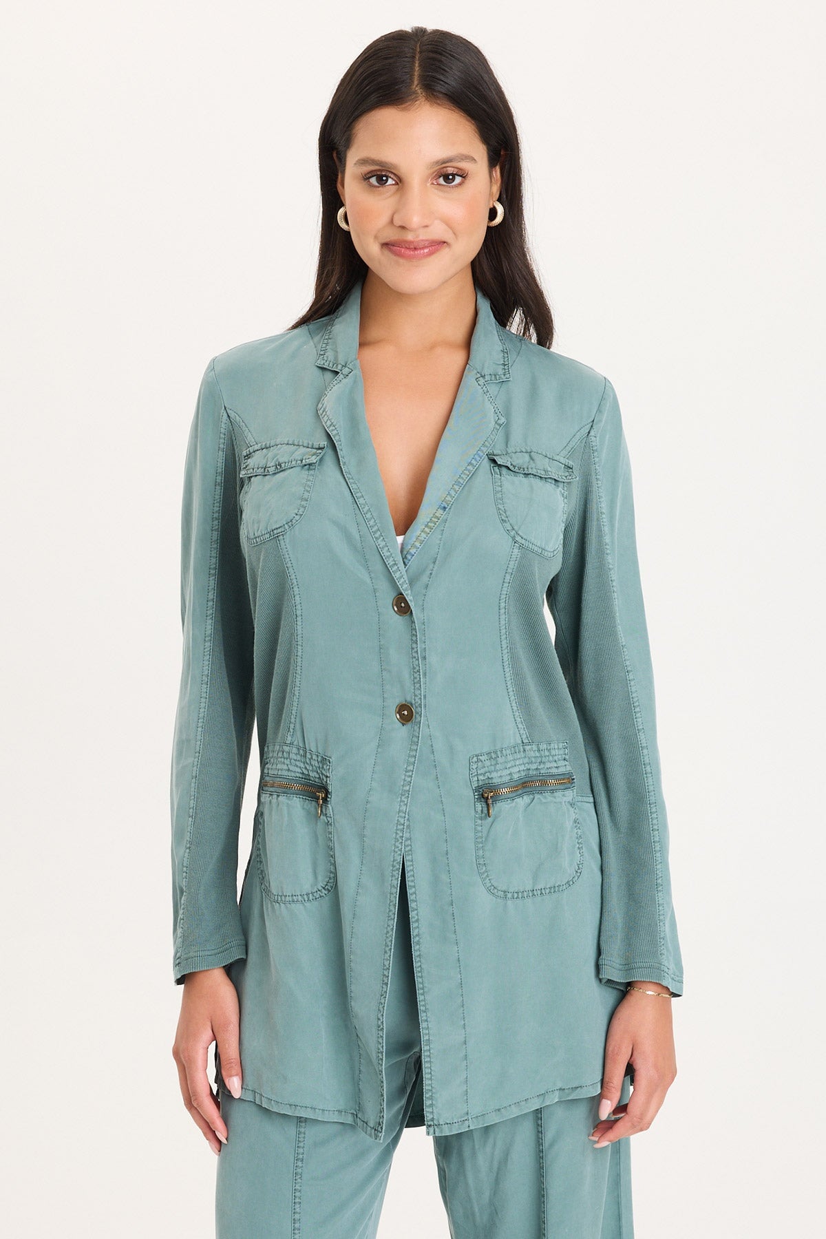 XCVI Cutmore One-Button Long Blazer 