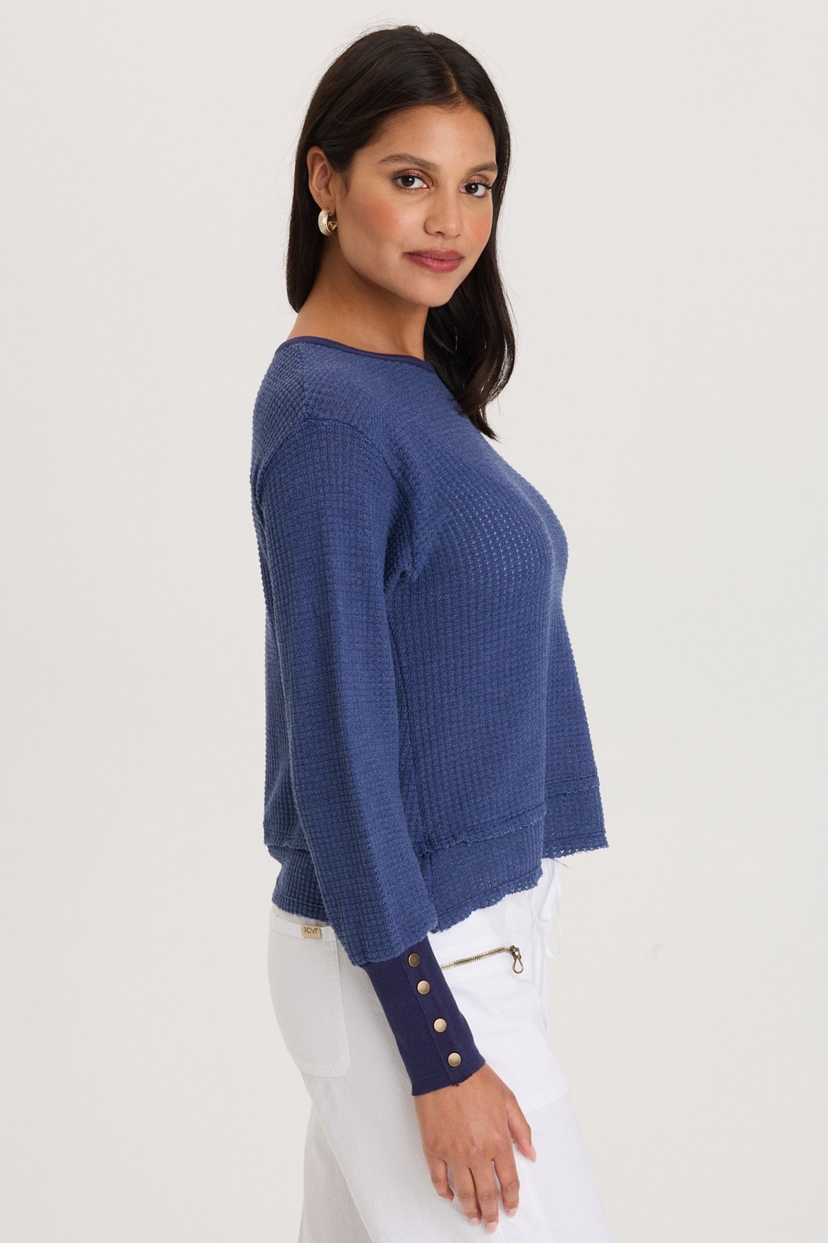 XCVI Kelsoe Buttoned Cuffs Thermal Long Sleeve Top 
