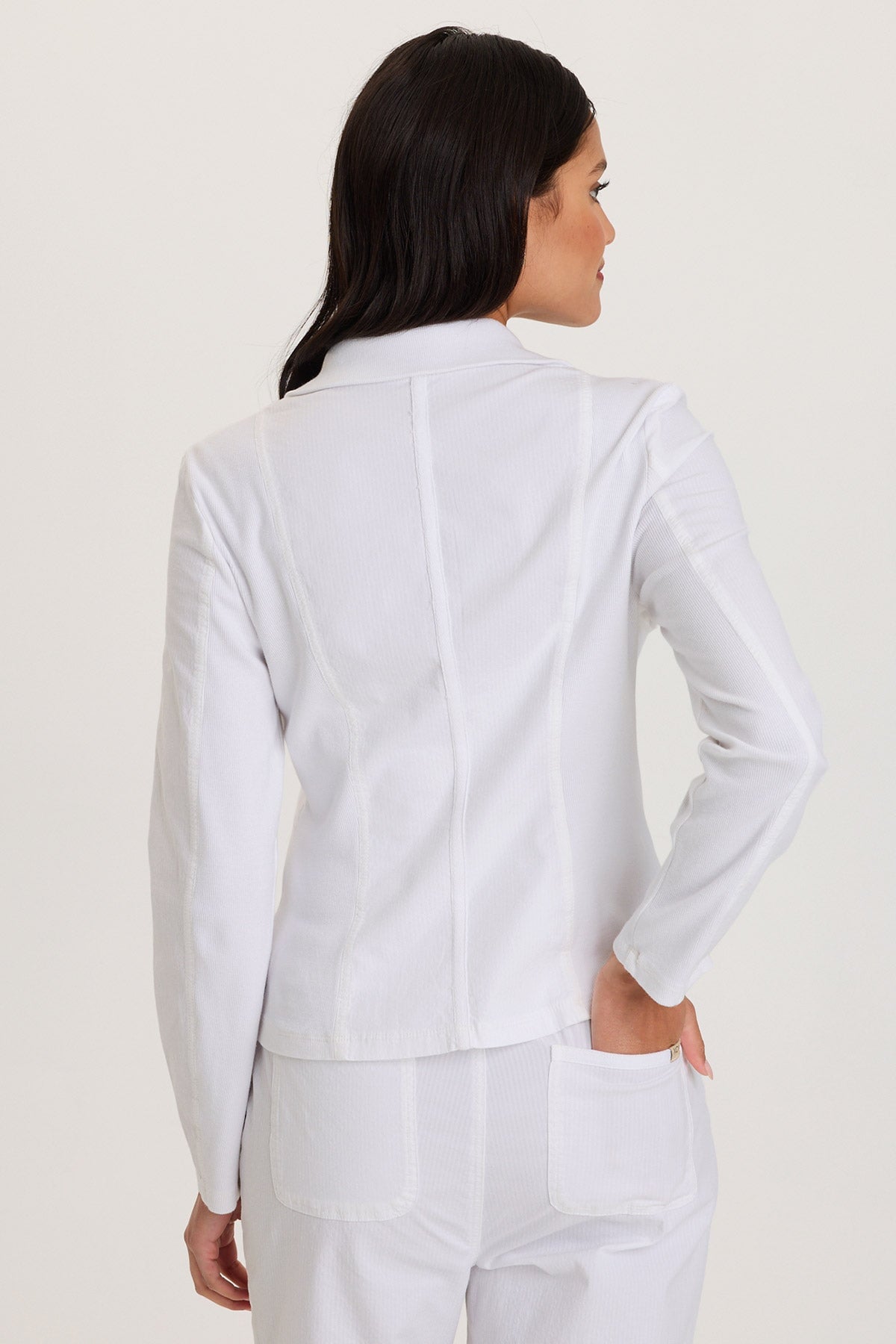 XCVI Riddell Twill/Rib Zip-Up Collared Jacket with Front Pockets
