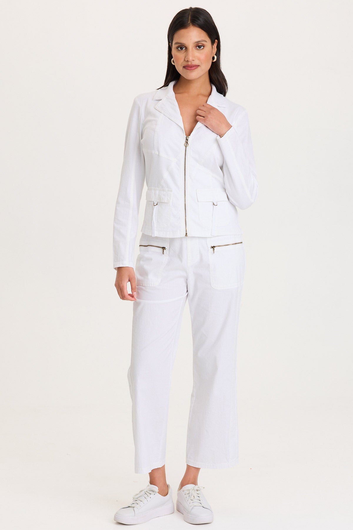 XCVI Riddell Twill/Rib Zip-Up Collared Jacket with Front Pockets