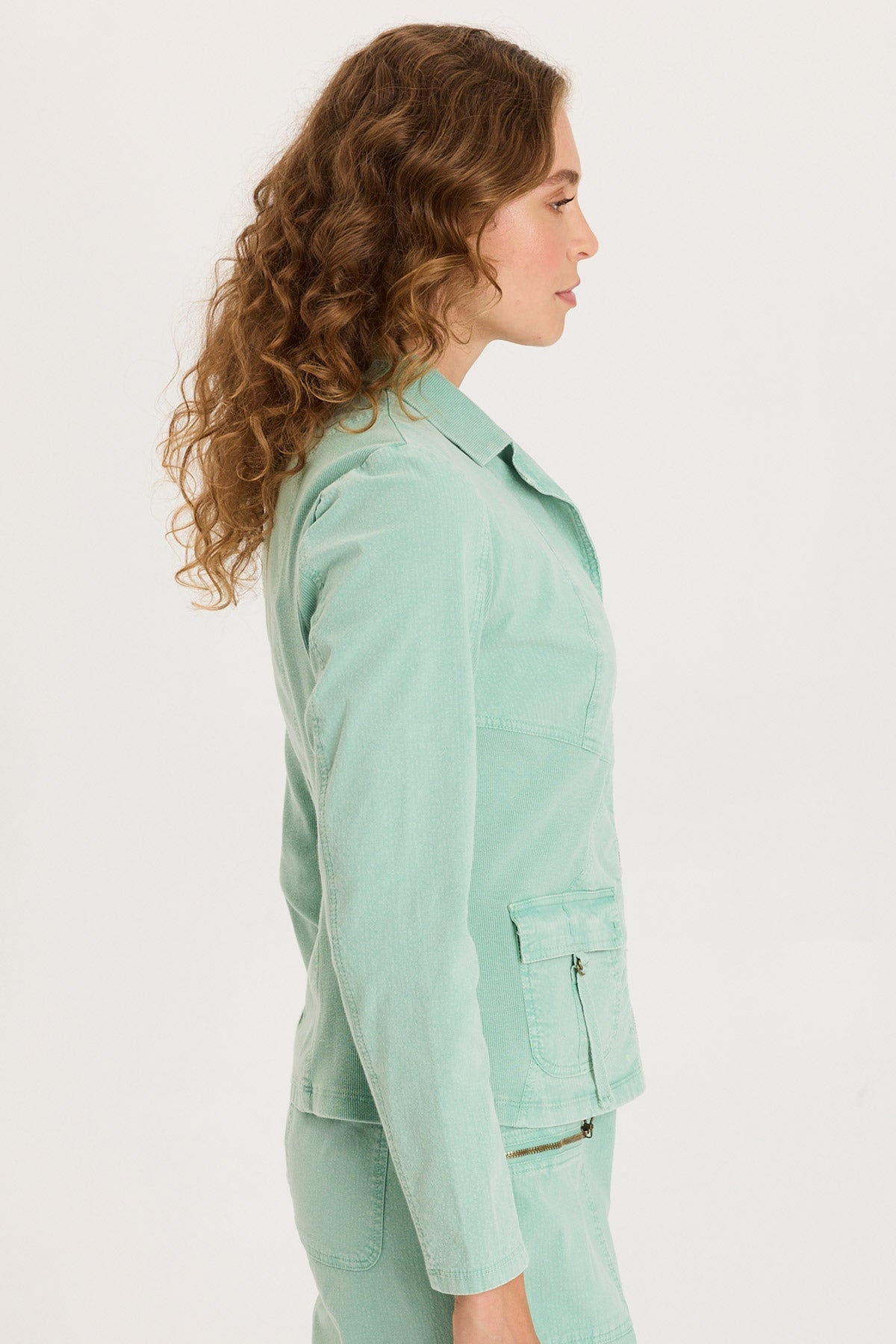 XCVI Riddell Twill/Rib Zip-Up Collared Jacket with Front Pockets