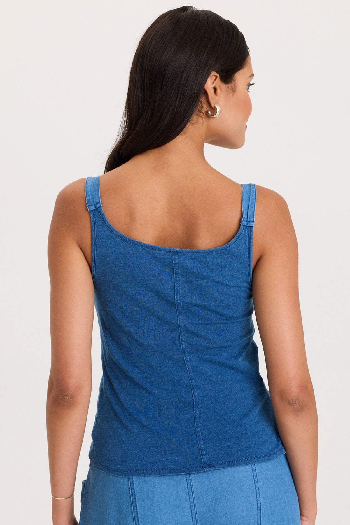 XCVI Mock-Denim and Jersey Adjustable Fit Fife Tank