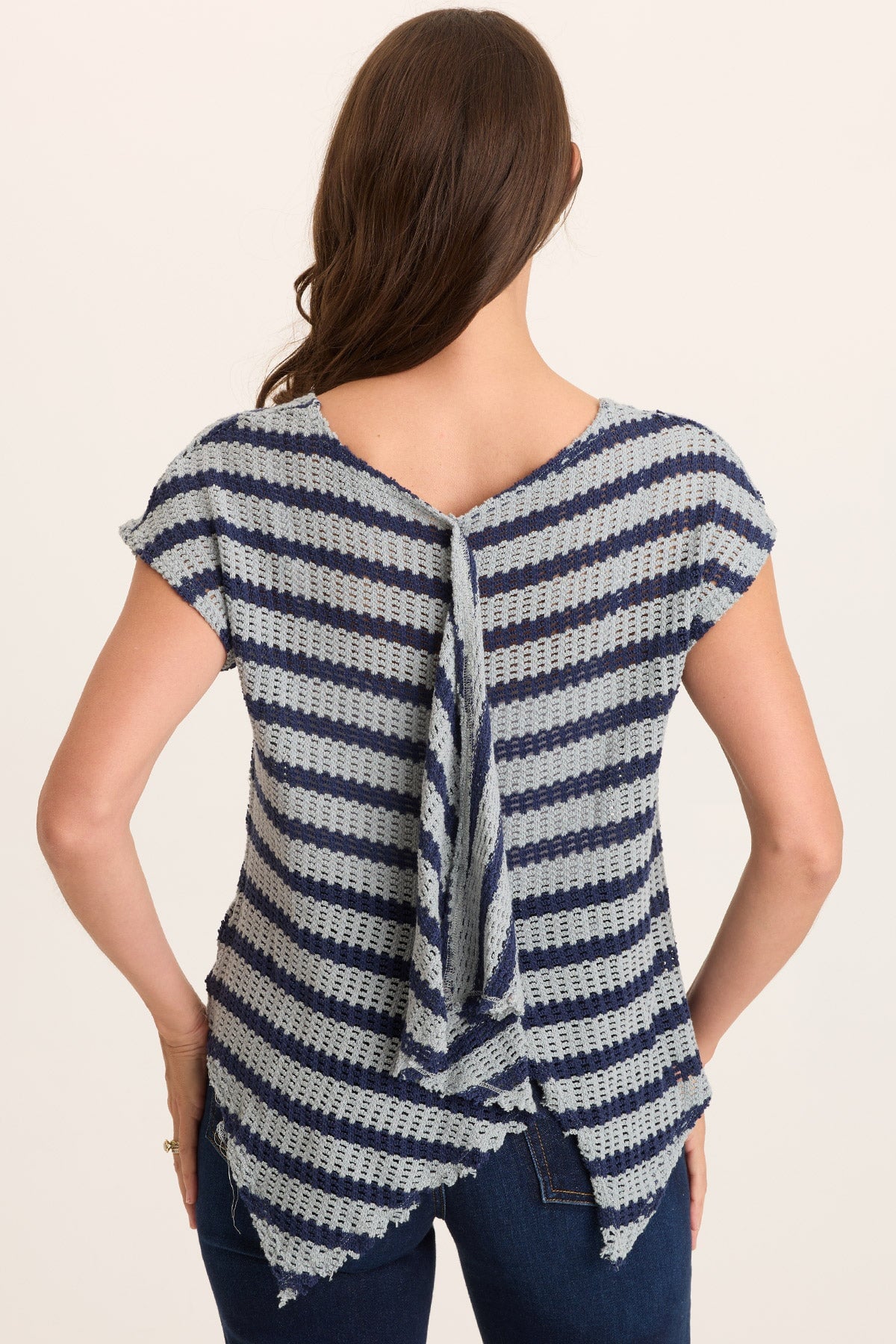 XCVI Lawder Stripe Knit Waterfall Back Top 
