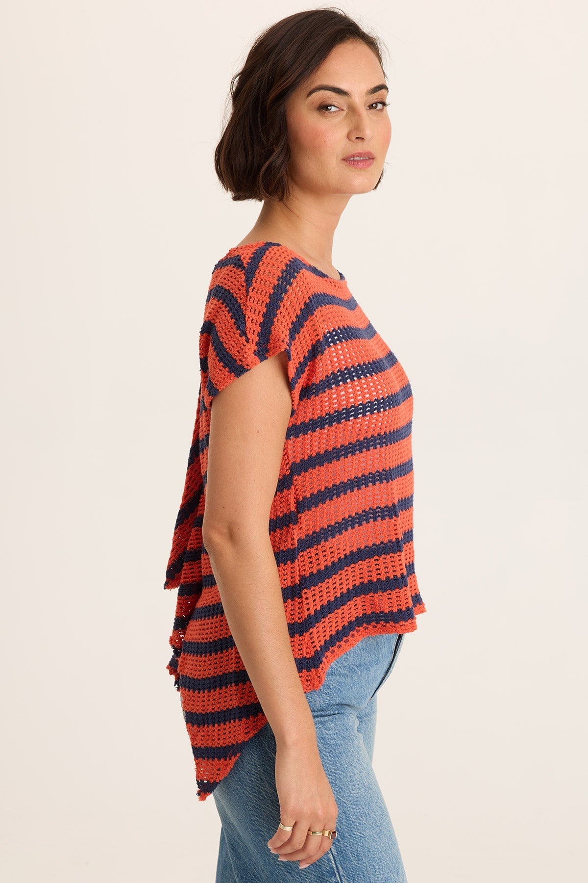 XCVI Lawder Stripe Knit Waterfall Back Top 