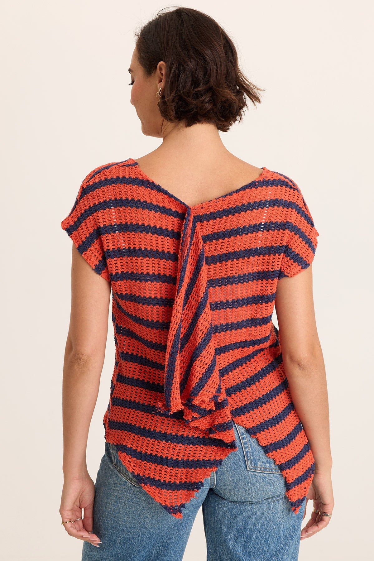 XCVI Lawder Stripe Knit Waterfall Back Top 