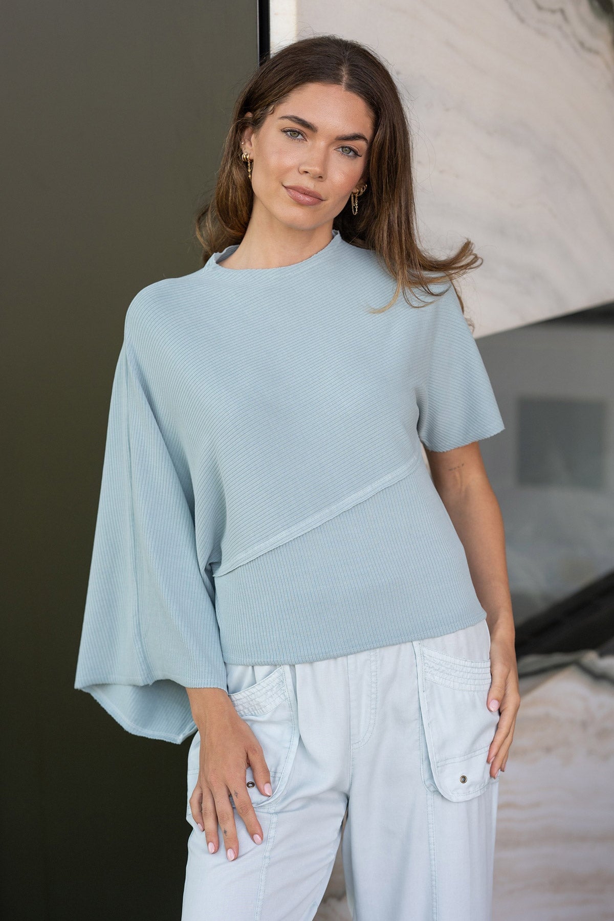 XCVI Gilchrist Asymmetrical Sleeve Top 