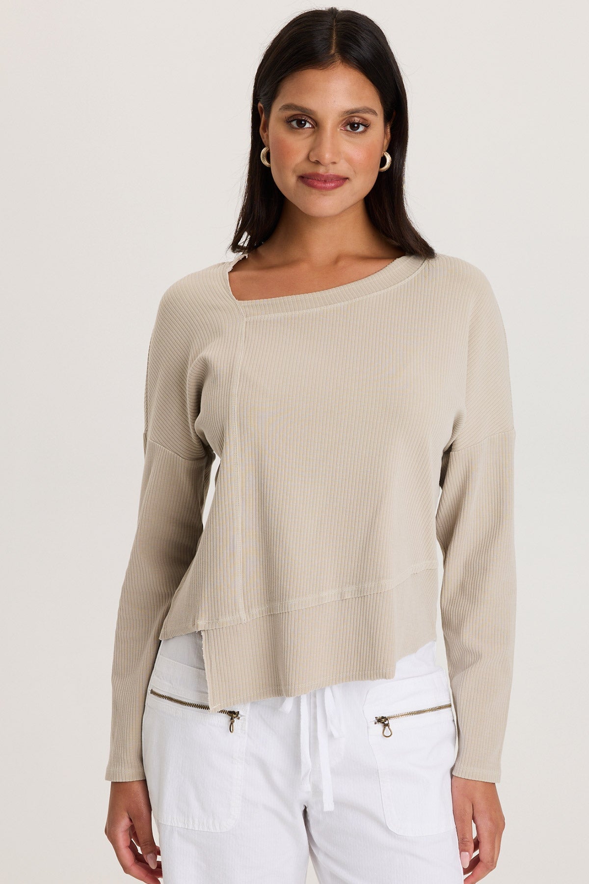 XCVI Hadden Asymmetrical Hem Long Sleeve Top 