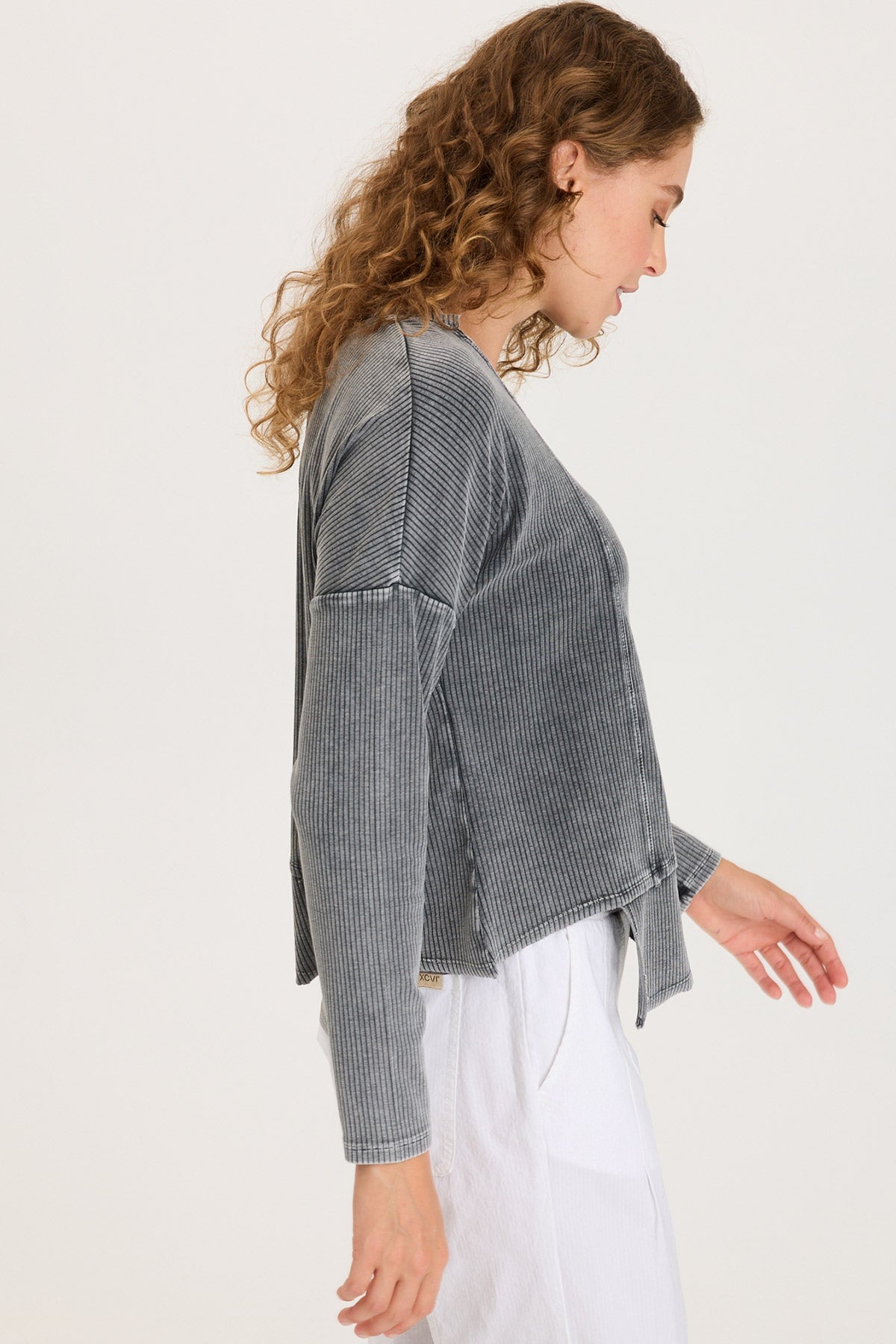 XCVI Hadden Asymmetrical Hem Long Sleeve Top 