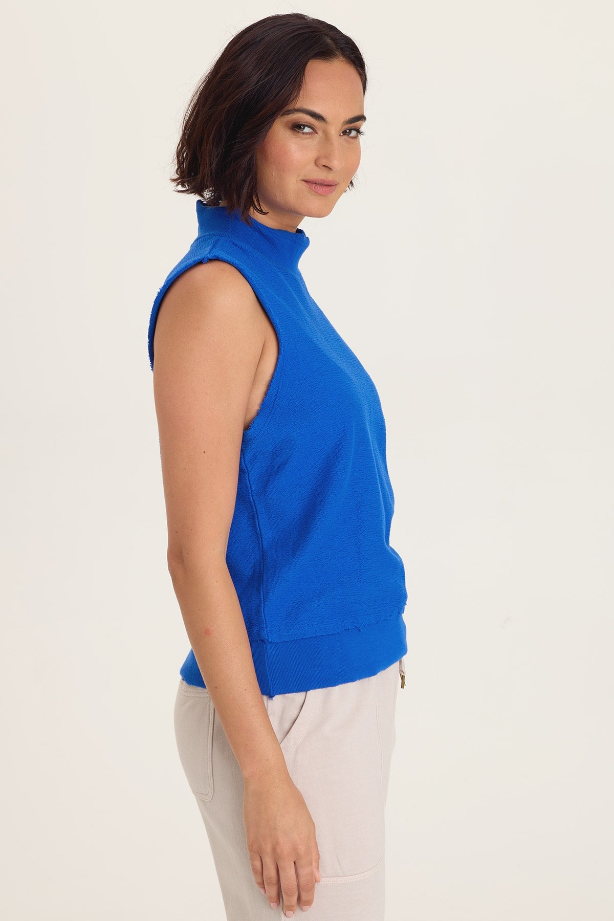 Wearables Isolde Mock Neck Crepe Knit Tank 