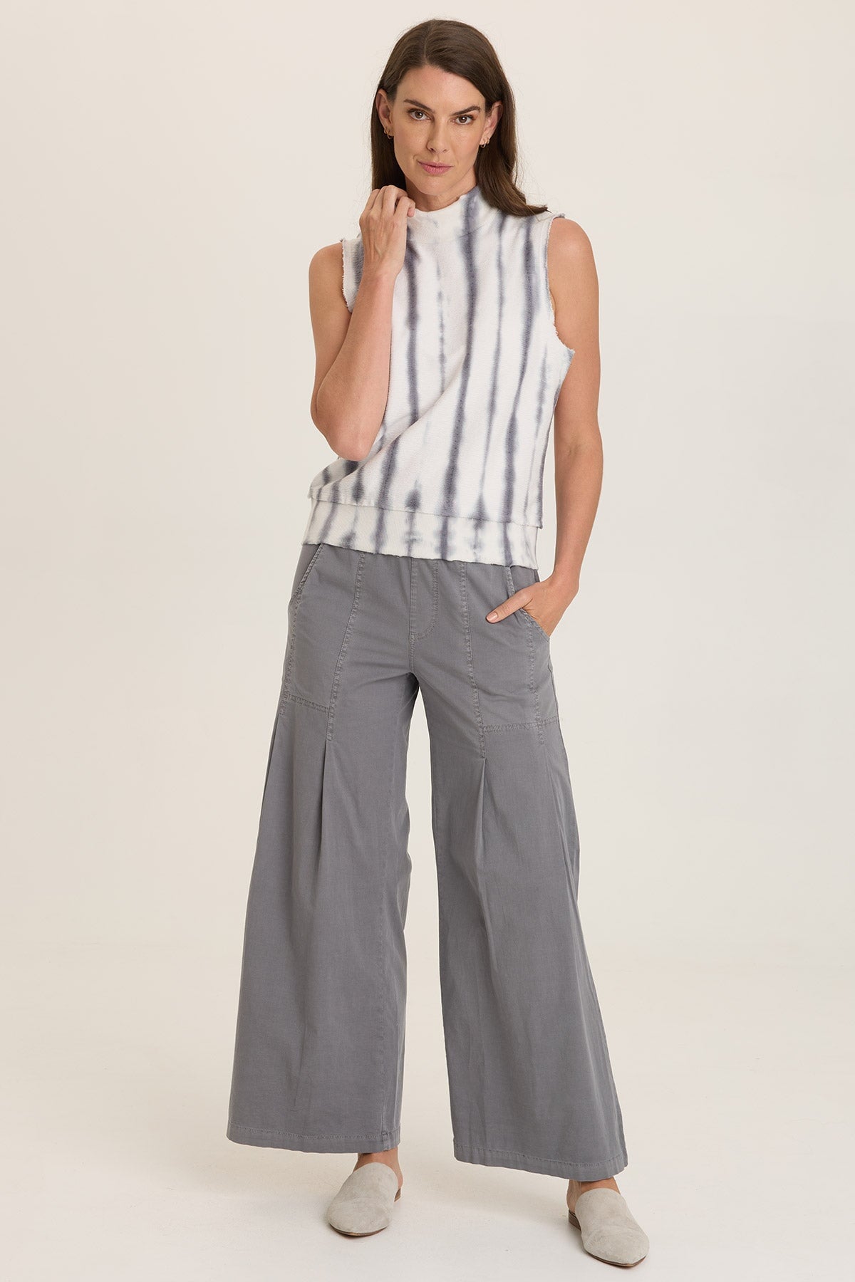 Isolde Mock Neck Tank - Crepe Knit Sleeveless Top | Wearables by XCVI