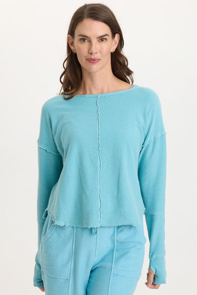 Wearables Annika Long Sleeve Boat Neck Crepe Knit Top