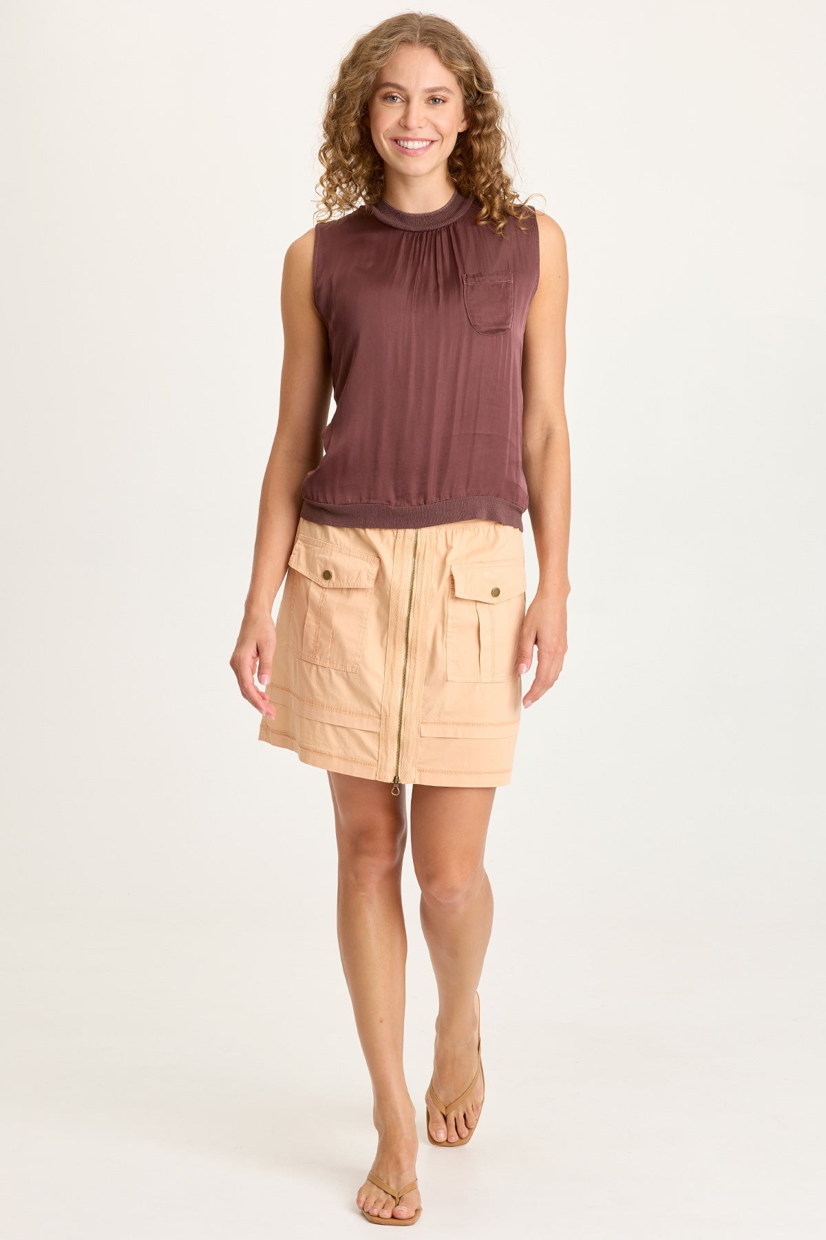 XCVI Myrelle Poplin Front Zip Mini Skirt 