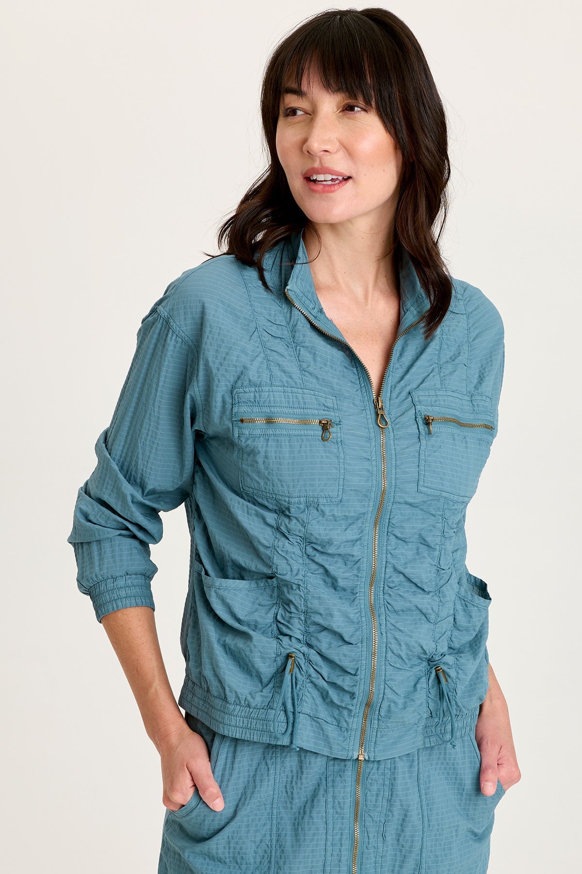 XCVI Amis Textured Cinchable Bomber 