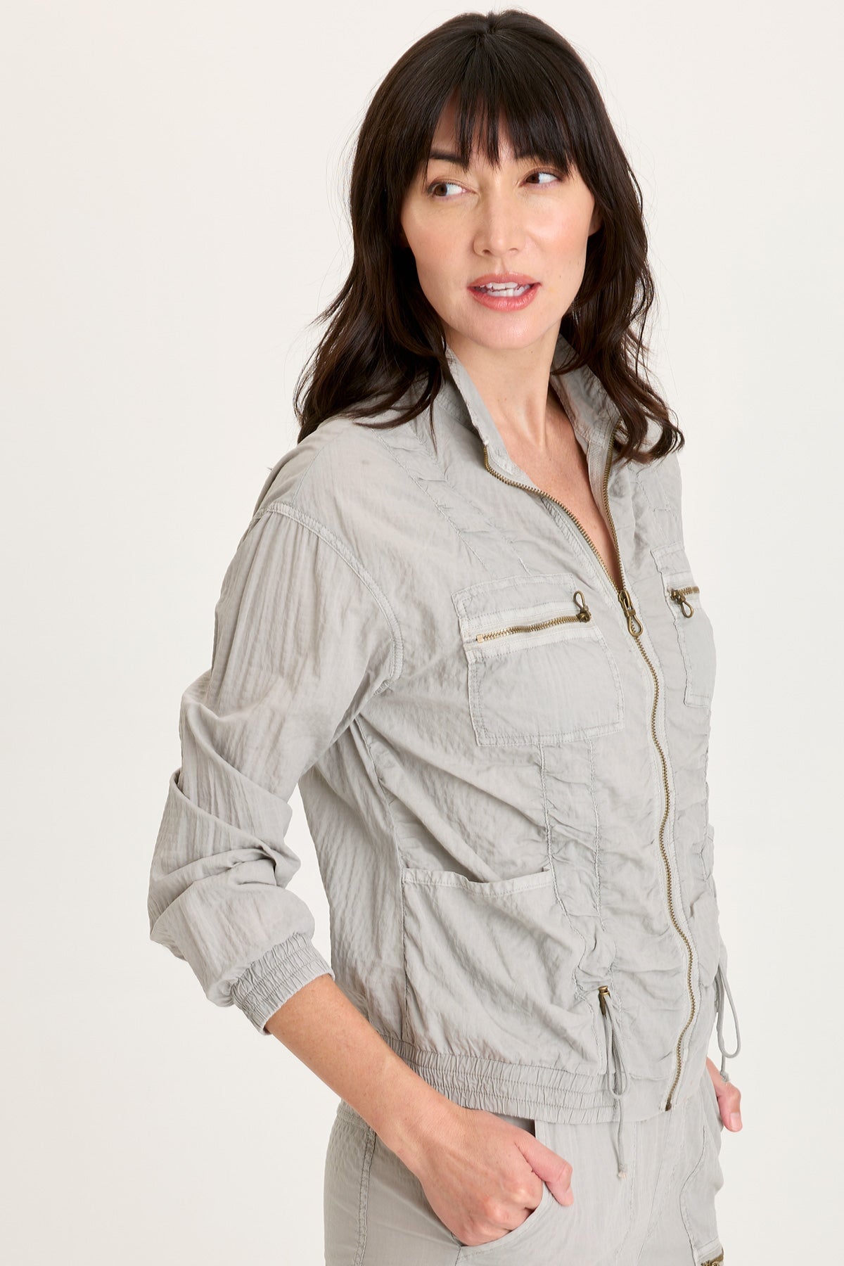 XCVI Amis Textured Cinchable Bomber 