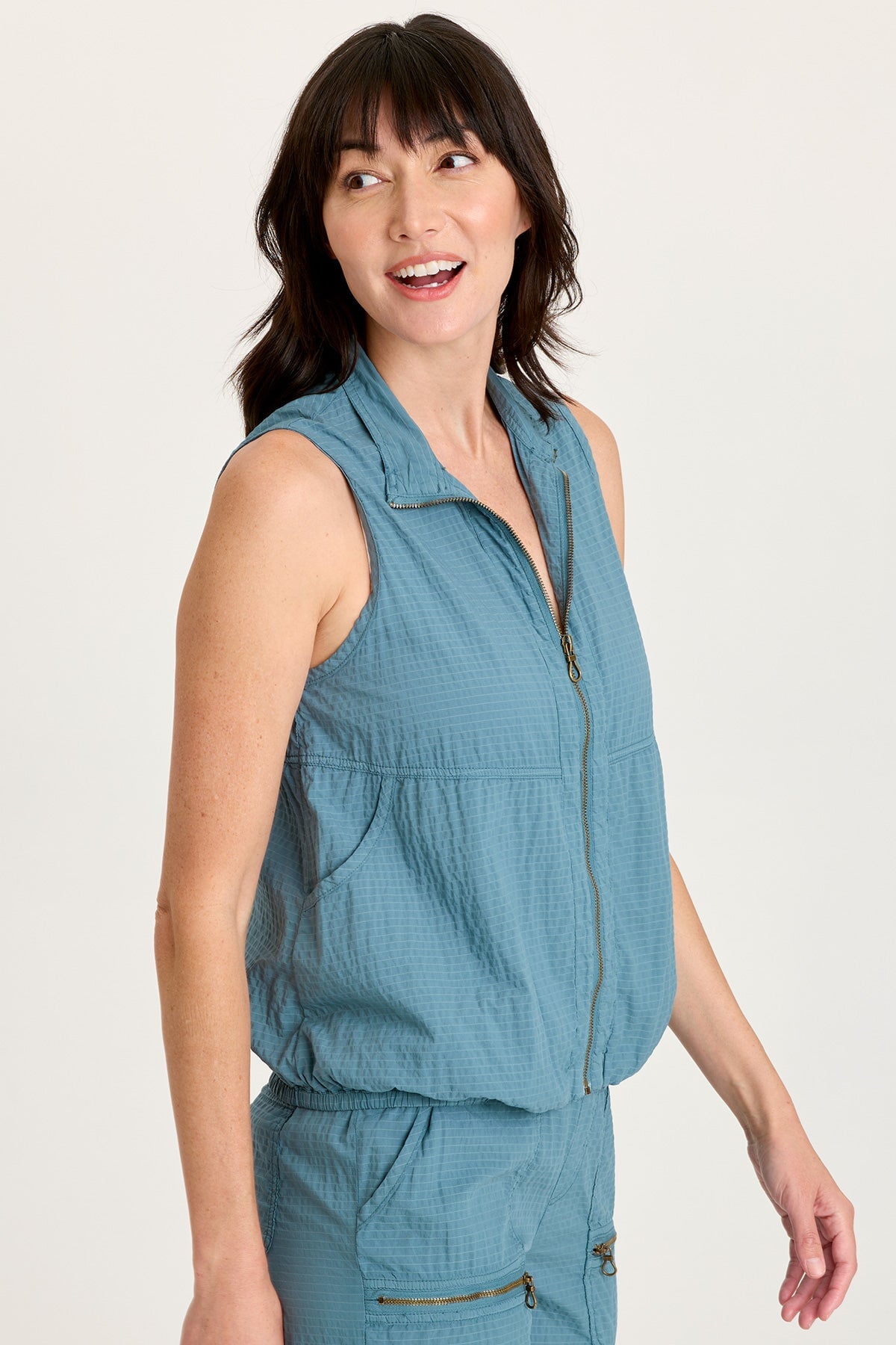 XCVI Tallis Textured Zip Front Vest 