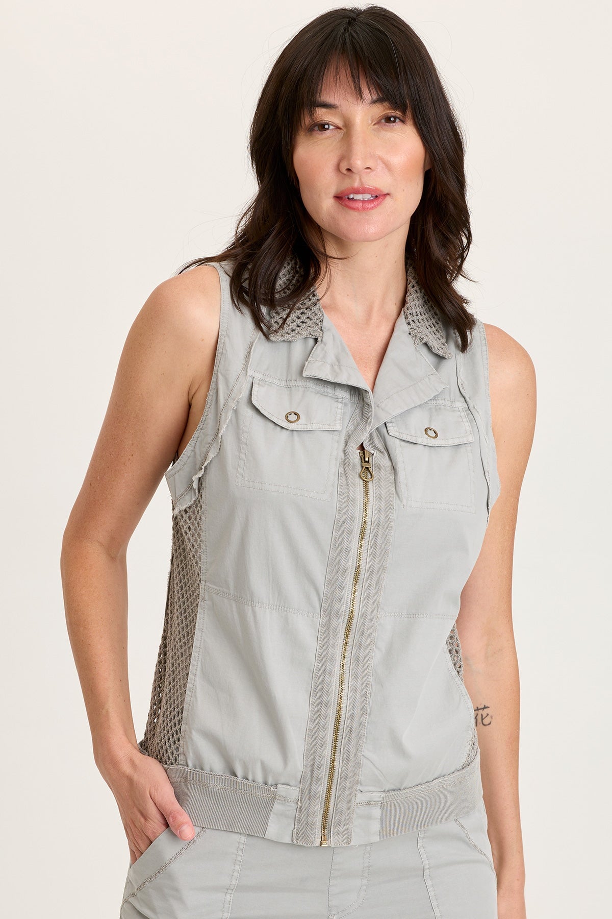 XCVI Helsa Poplin/Mesh Vest 