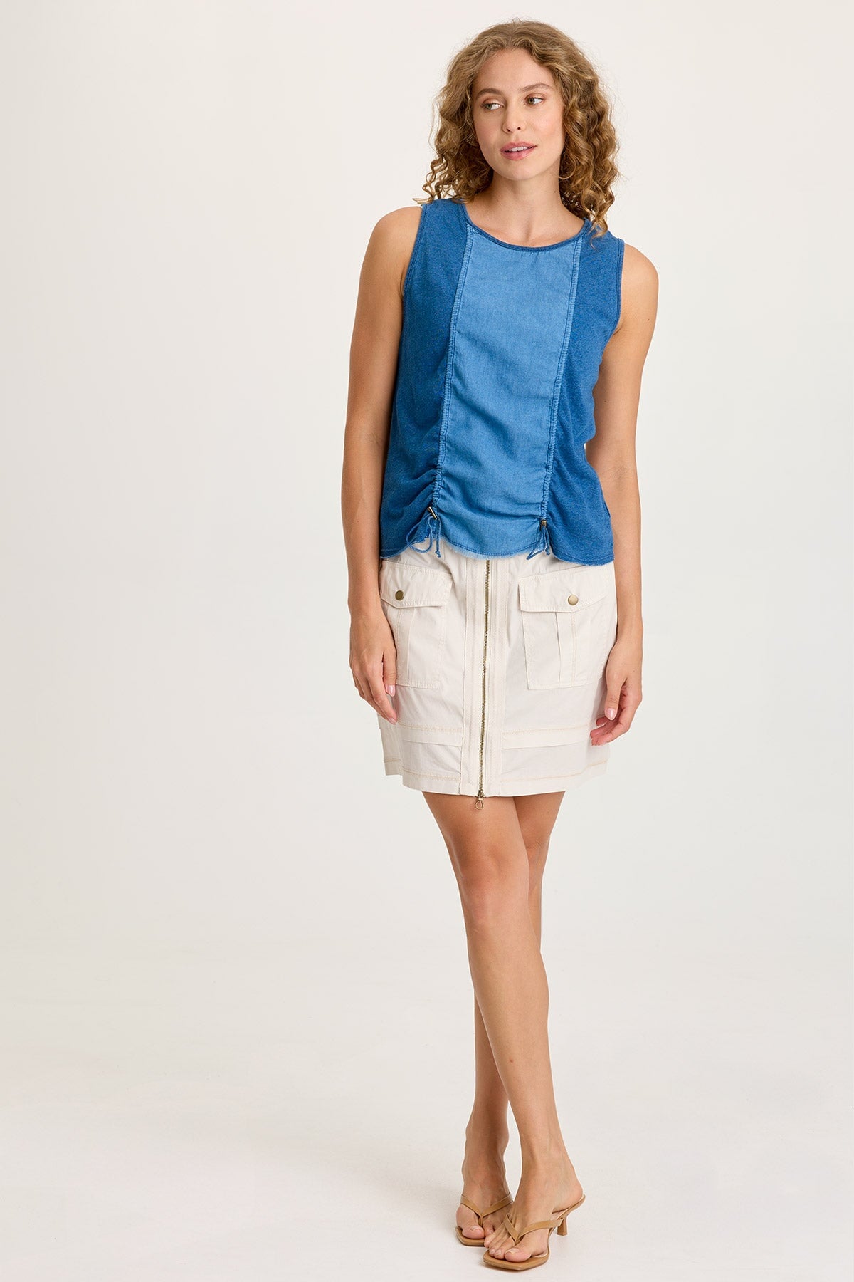 XCVI Myrelle Poplin Front Zip Mini Skirt 