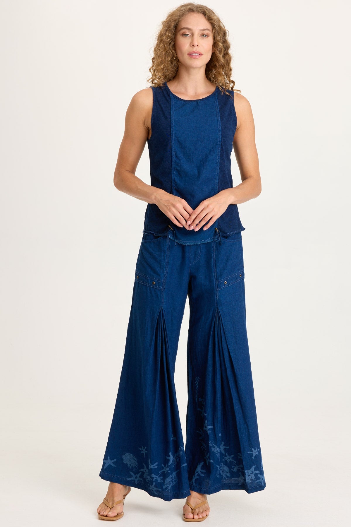 XCVI Cobie Indigo Twill Cord-Cinch Tank