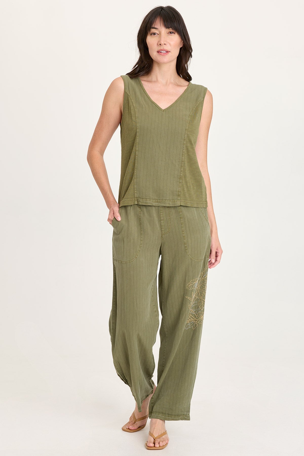 XCVI Siska Pinstripe V-Neck Tank 