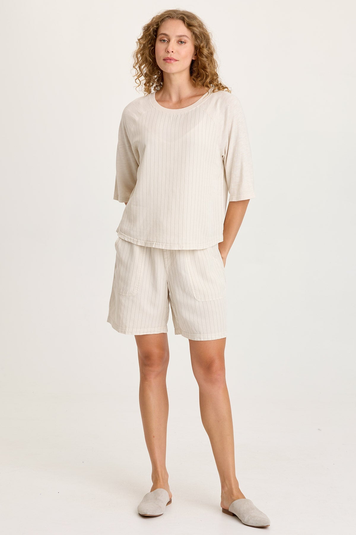 XCVI Jory Pinstripe Raglan Top 