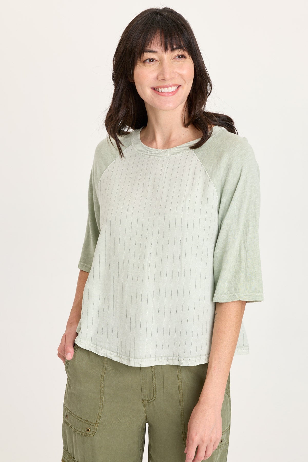 XCVI Jory Pinstripe Raglan Top 