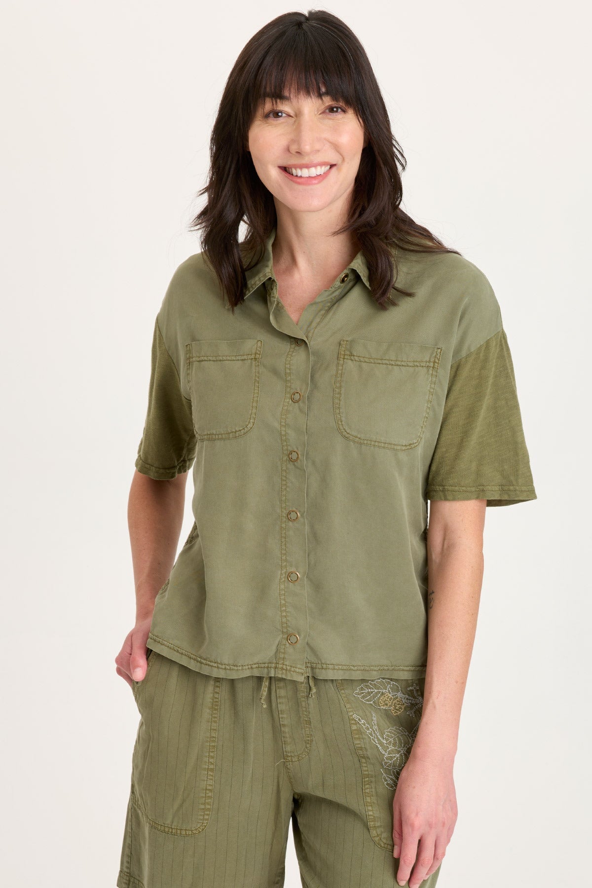 XCVI Kimbel Twill Classic Button-Up Top 