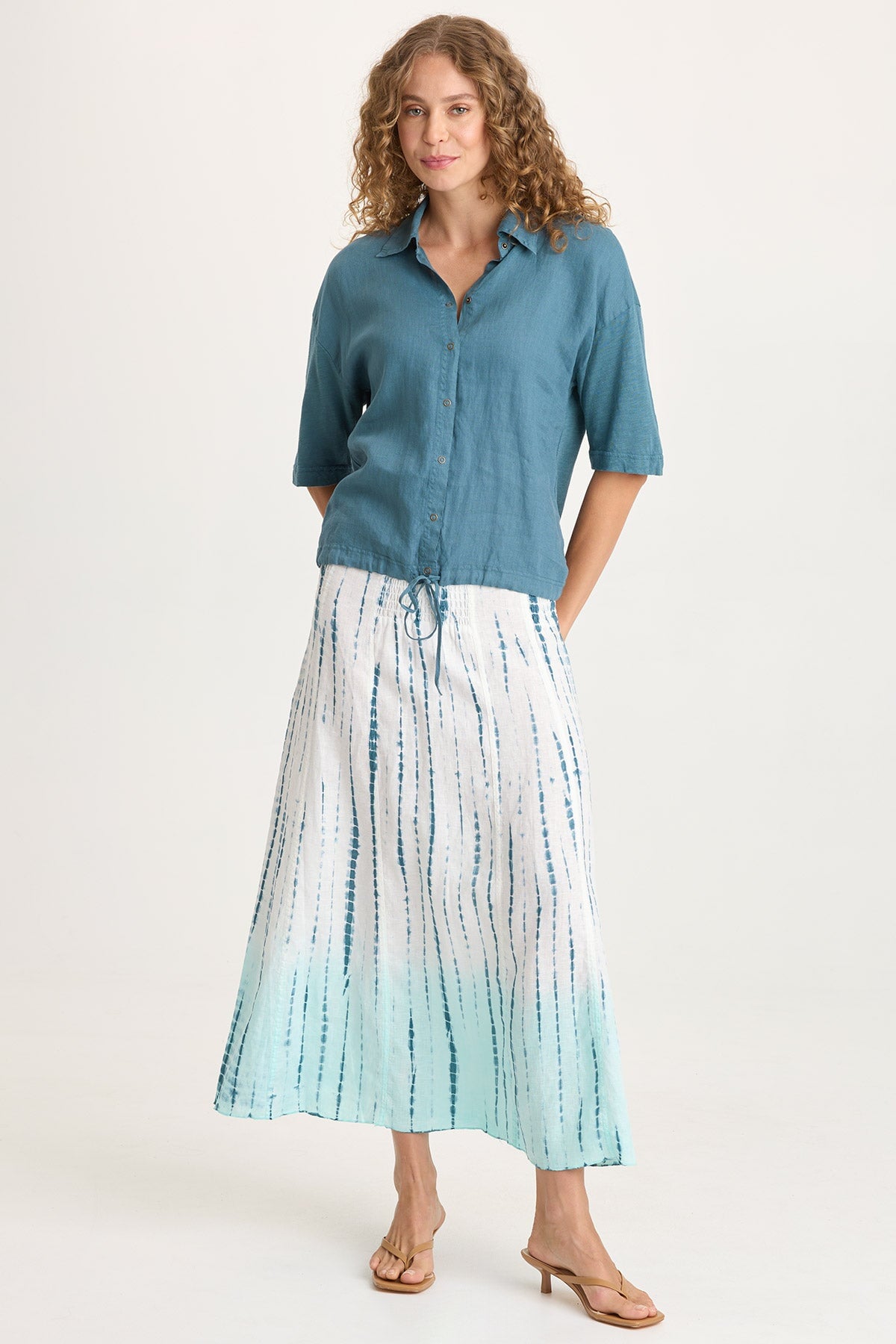 XCVI Balto Linen Snap-Up Top 