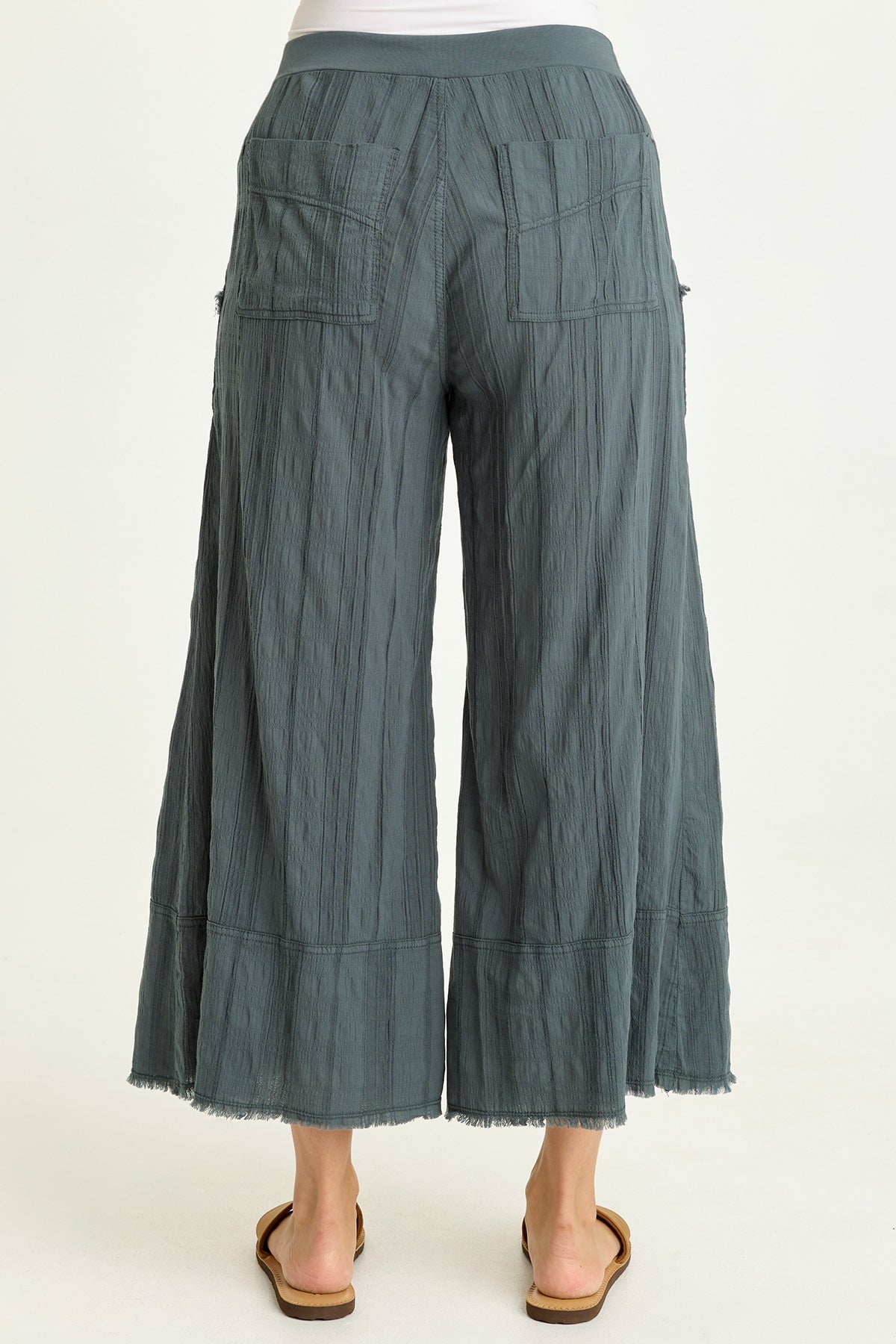 Wearables Doyen Textured Gauze Pin Tuck Raw Edge Detail Crop