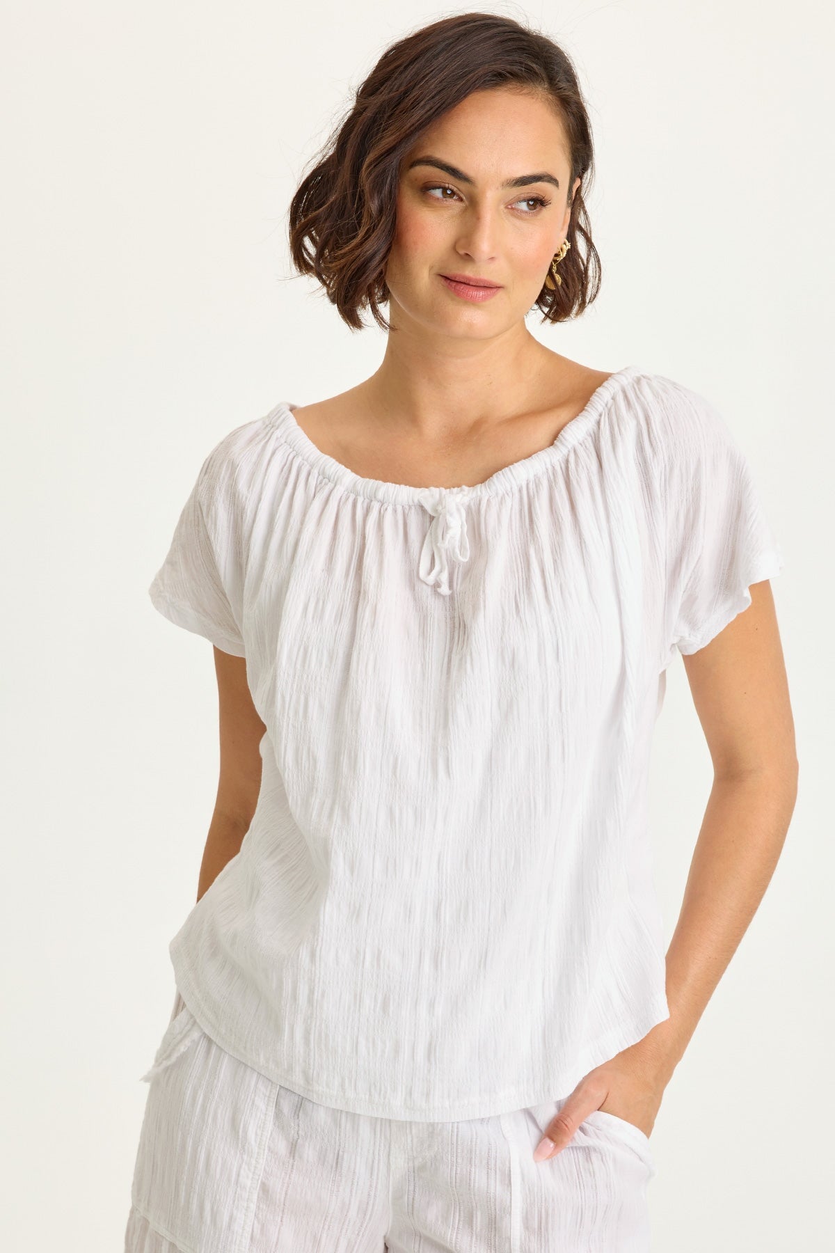 Wearables Selda Textured Gauze Cinched Top 