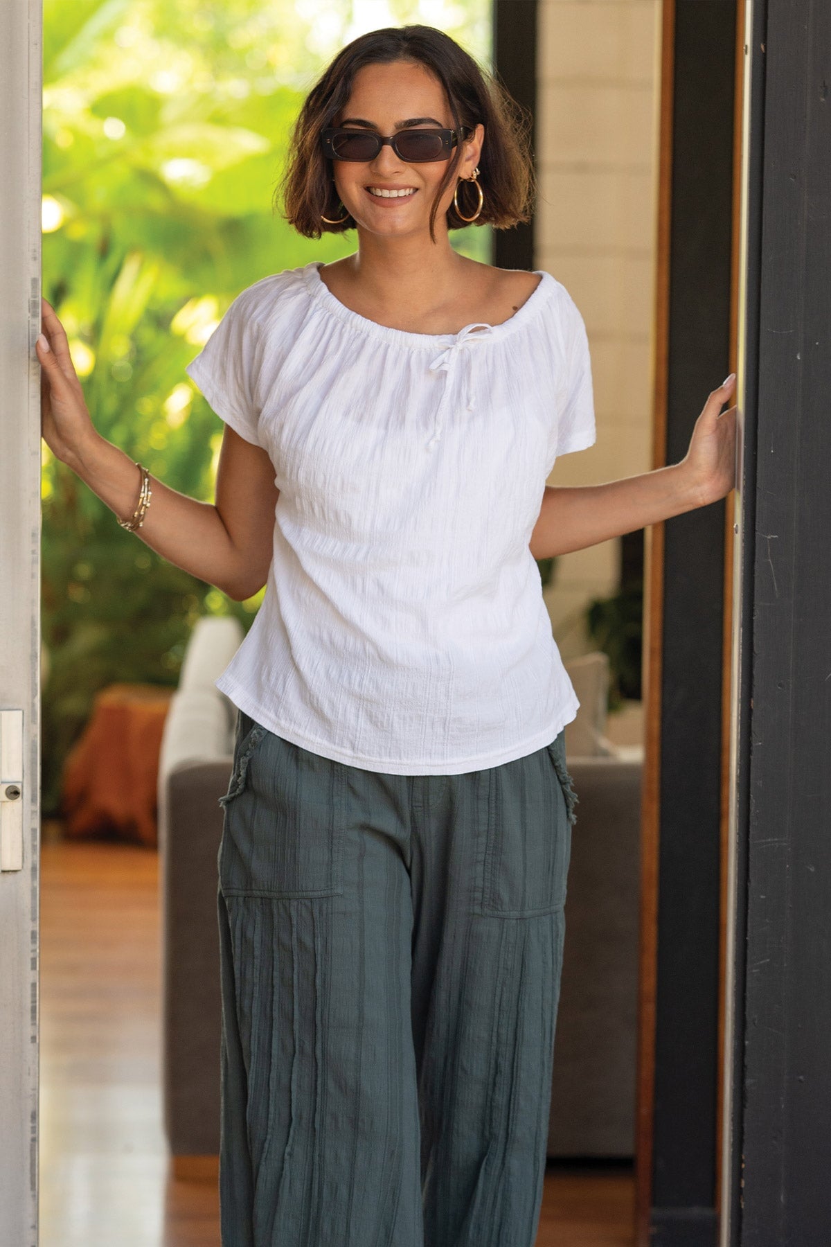 Wearables Selda Textured Gauze Cinched Top 