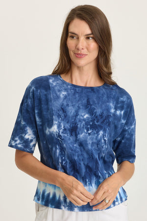 Wearables Lino Twill-Front Jersey-Back Boat Neck Short Sleeve Tee