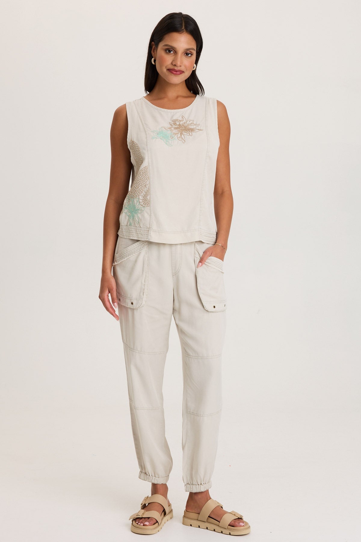 XCVI Chattaway Twill Pull-On Jogger Pant with Banded Hem and