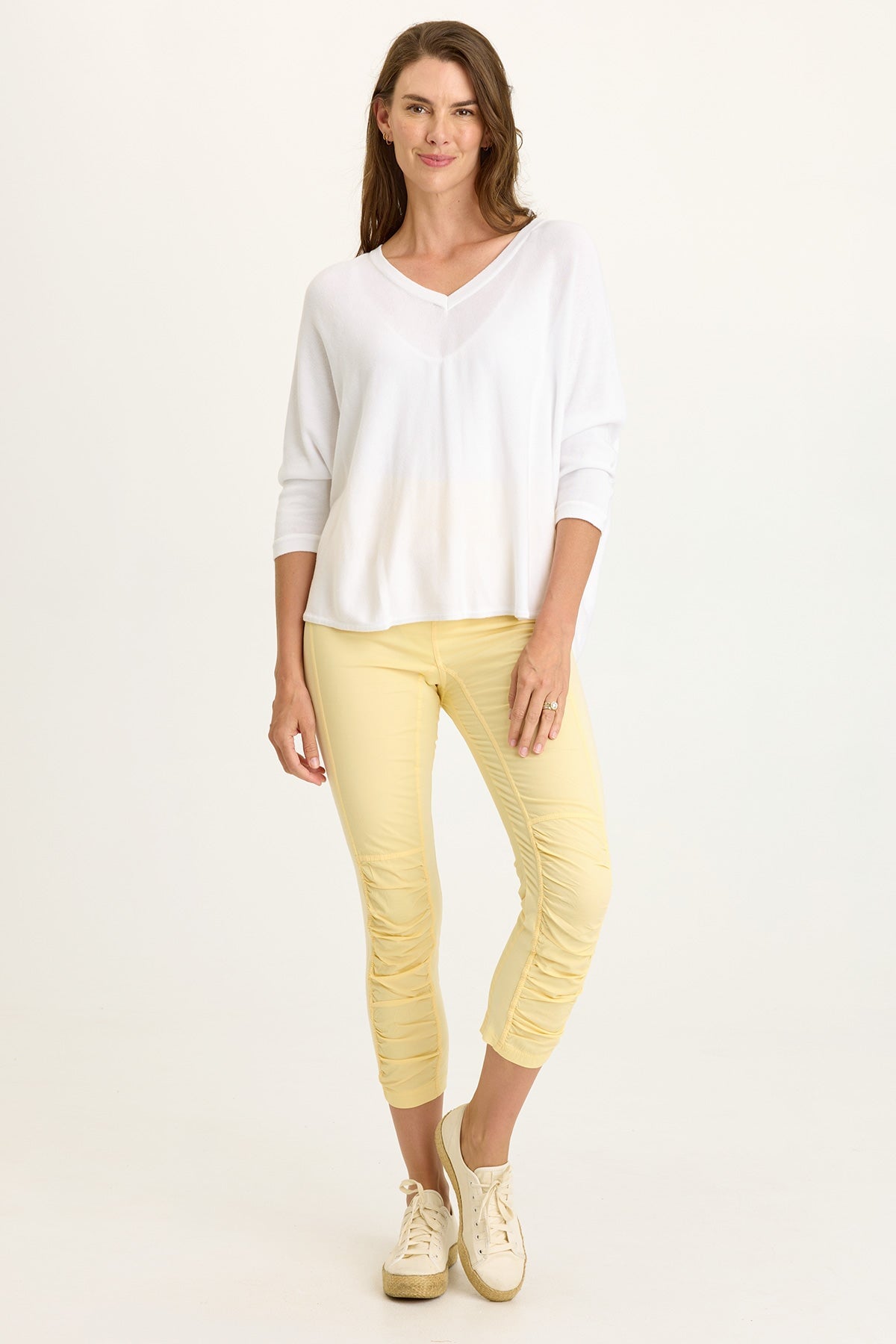 Wearables Zia Cotton Rayon V-Neck 3/4 Dolman Sleeve High Low Top