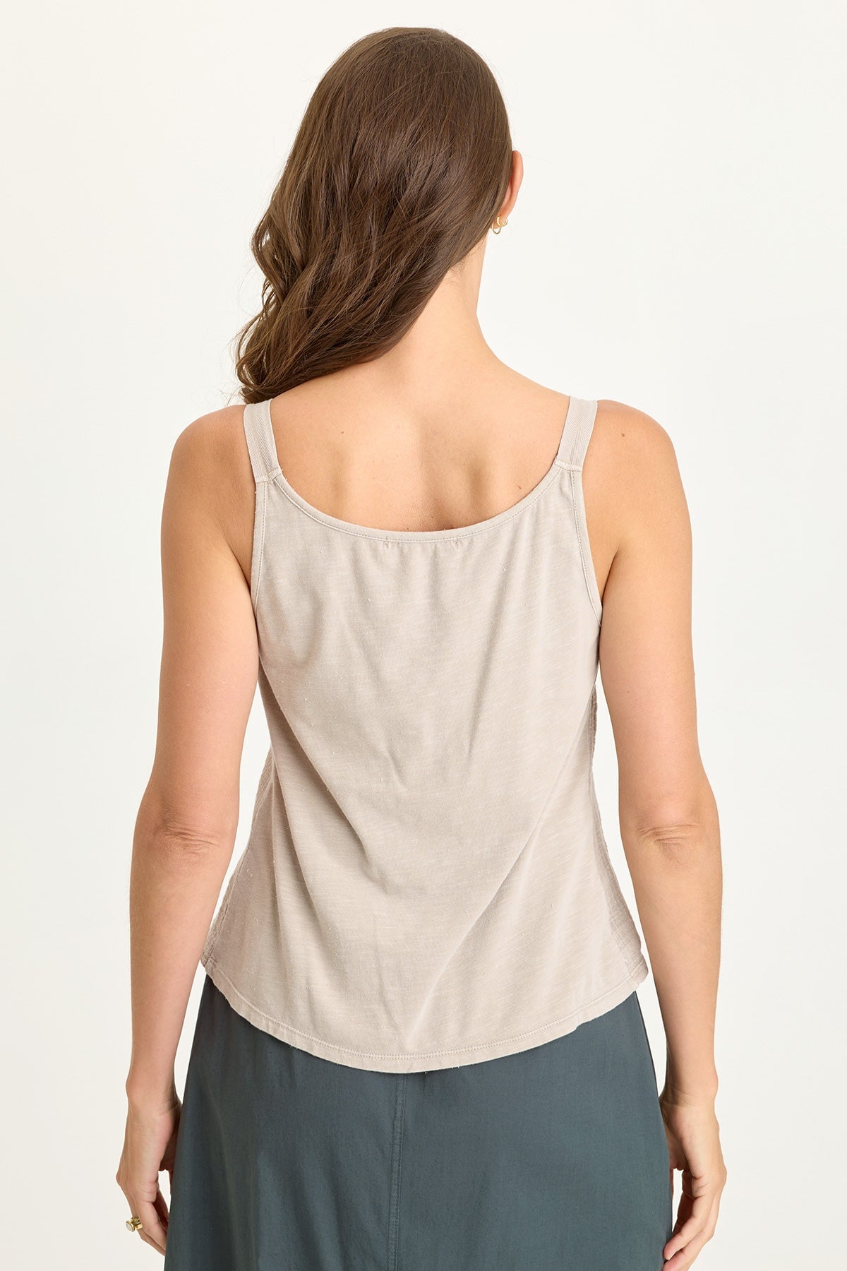 Wearables Cotton Gauze/Jersey Box Pleat Front Strap Tank