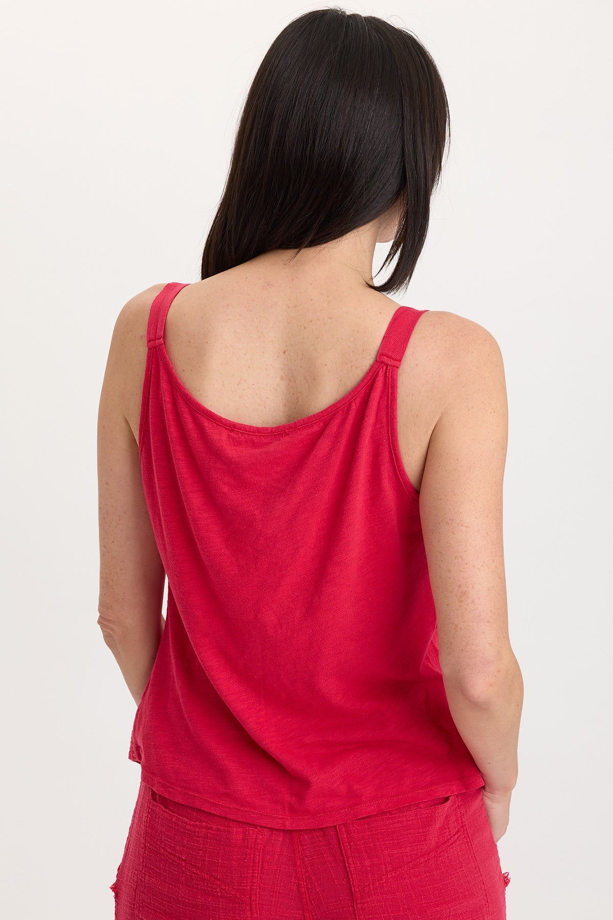 Wearables Cotton Gauze/Jersey Box Pleat Front Strap Tank