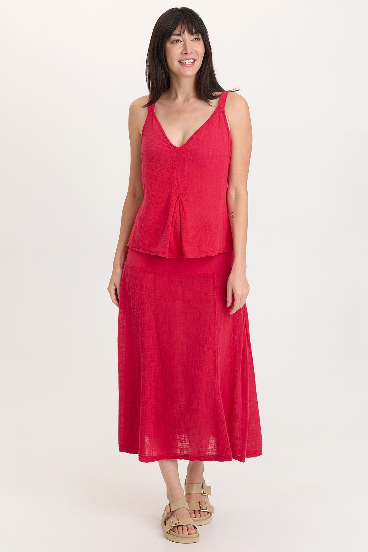Wearables Tani Gauze Slim-to-Flare Skirt 