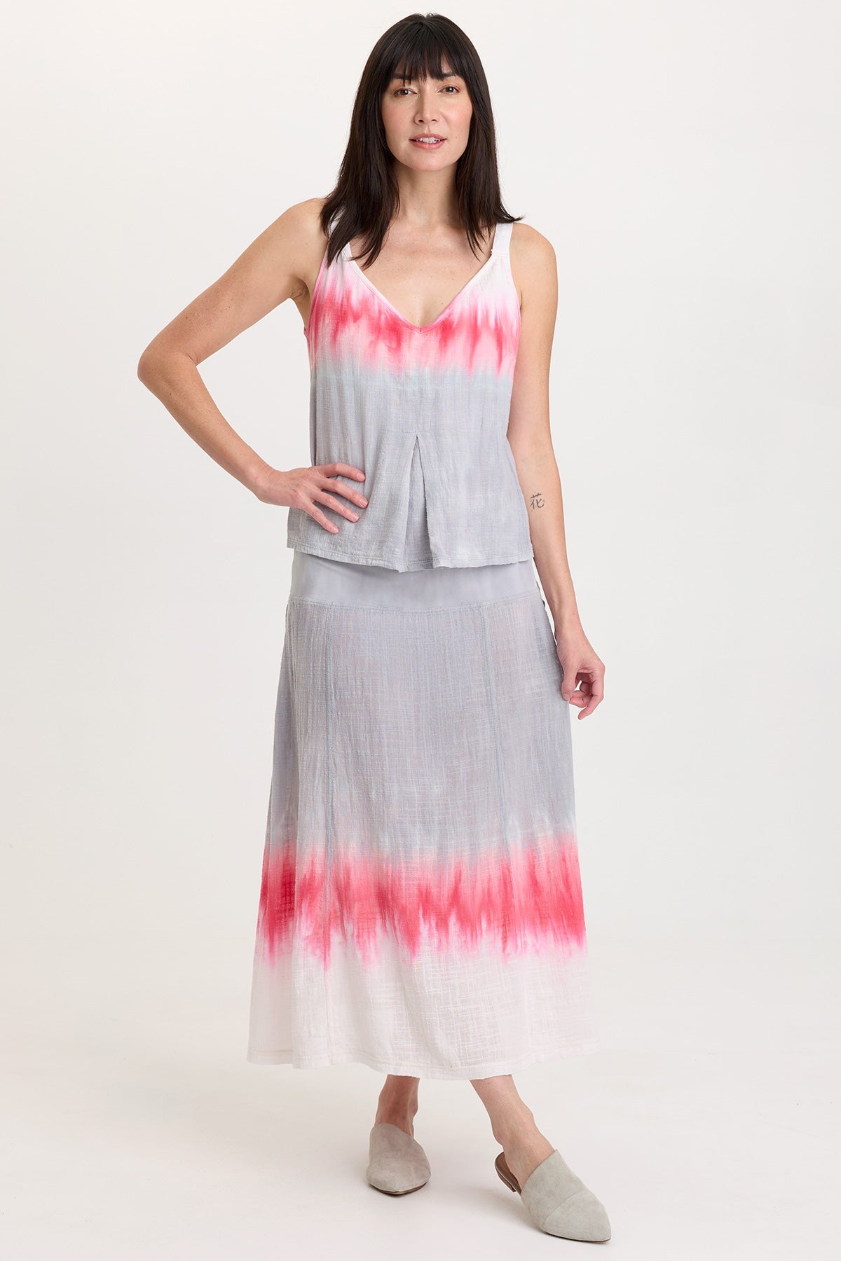 Wearables Hedley Gauze/Jersey Box Pleat Tank 
